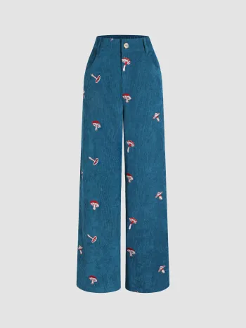 Ditsy Floral Stickerei Cordhosen