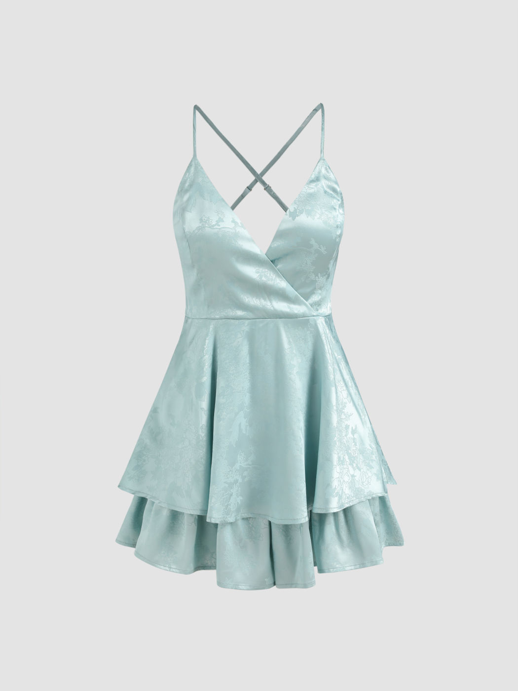 Rüschen-Strampler aus Satin mit Blumenmuster und V-Ausschnitt