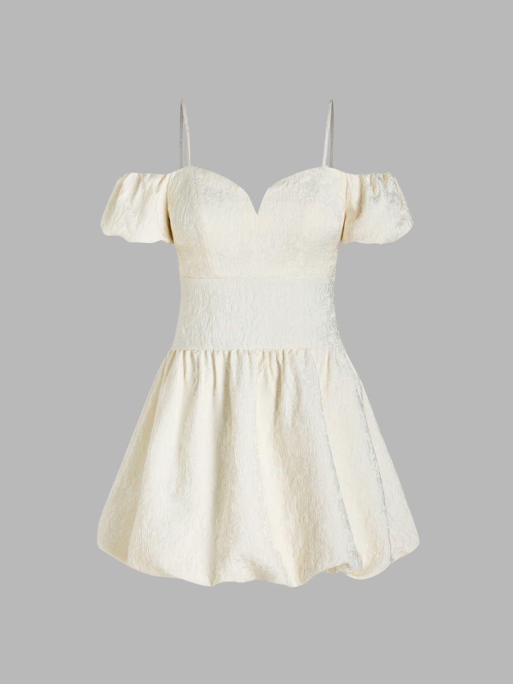 Jacquard Flounce Sleeve Cut Out Back Mini Dress