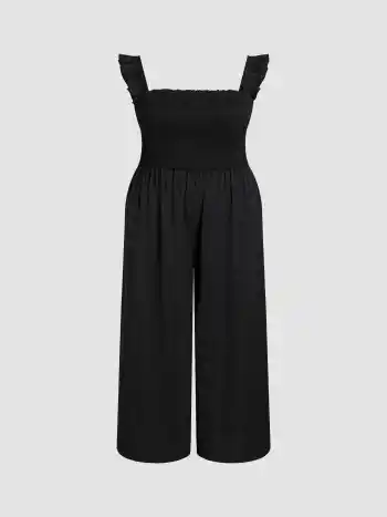 Gesmokter Jumpsuit mit Rüschenbesatz Kurve & Plus