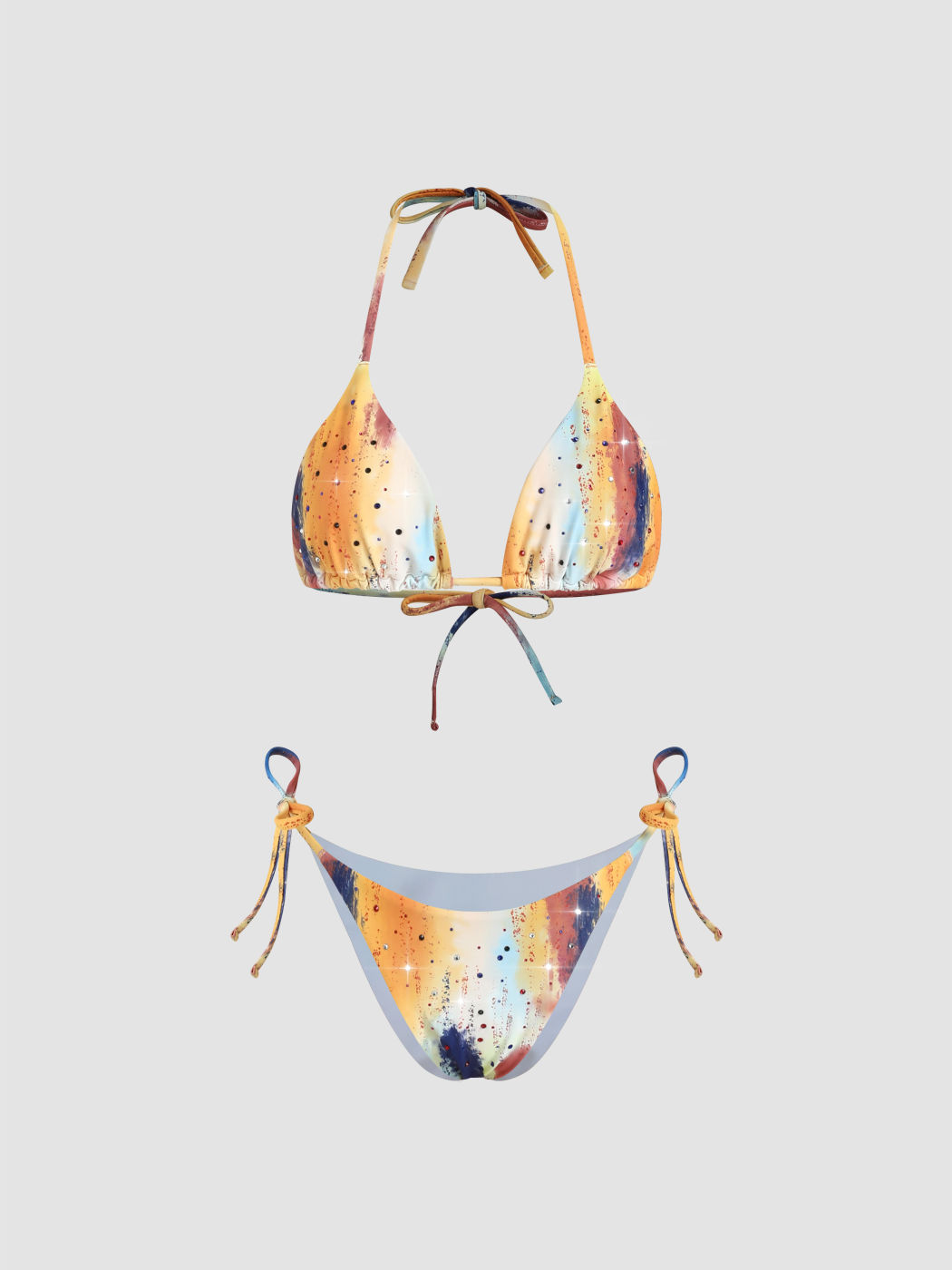 Hlater-Bikini-Badeanzug mit Batik-Pailletten