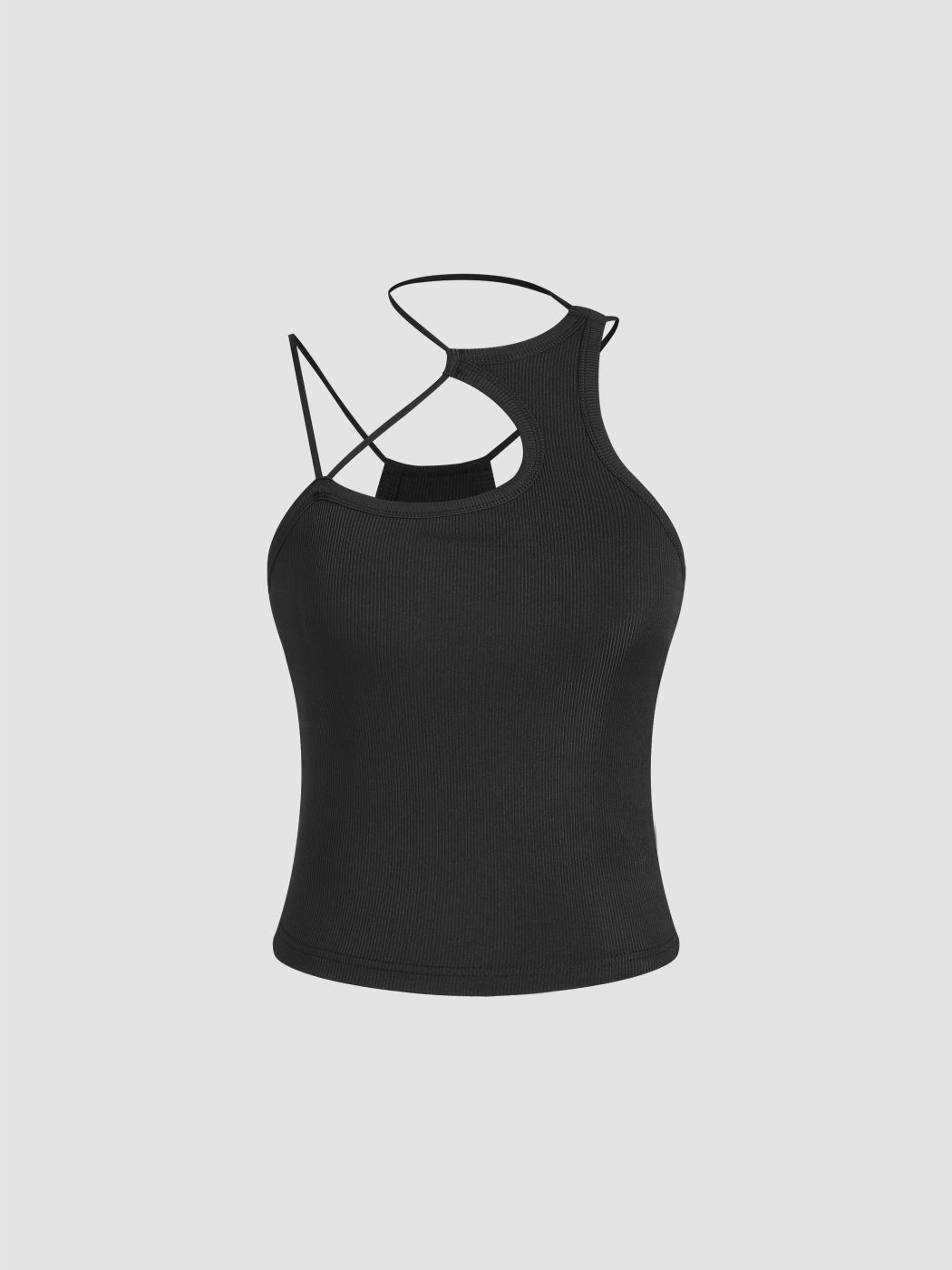 Asymmetrical Neck Cut Out Tank Top - Cider