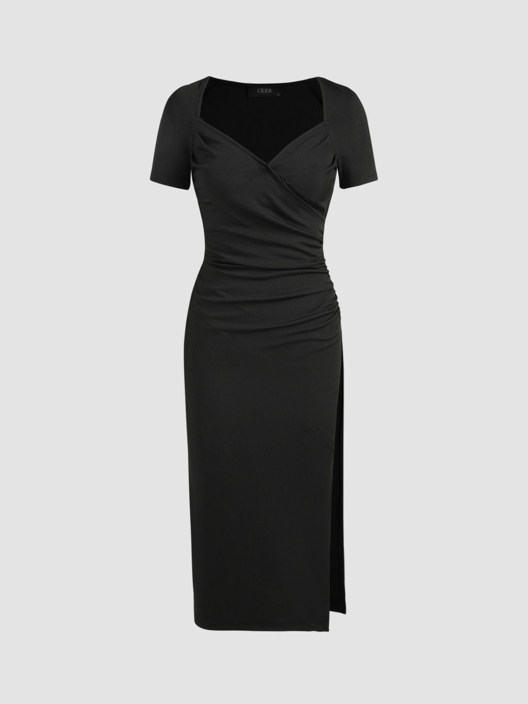V-neck Ruched Split Midi Dress For Daily Casual Vacation