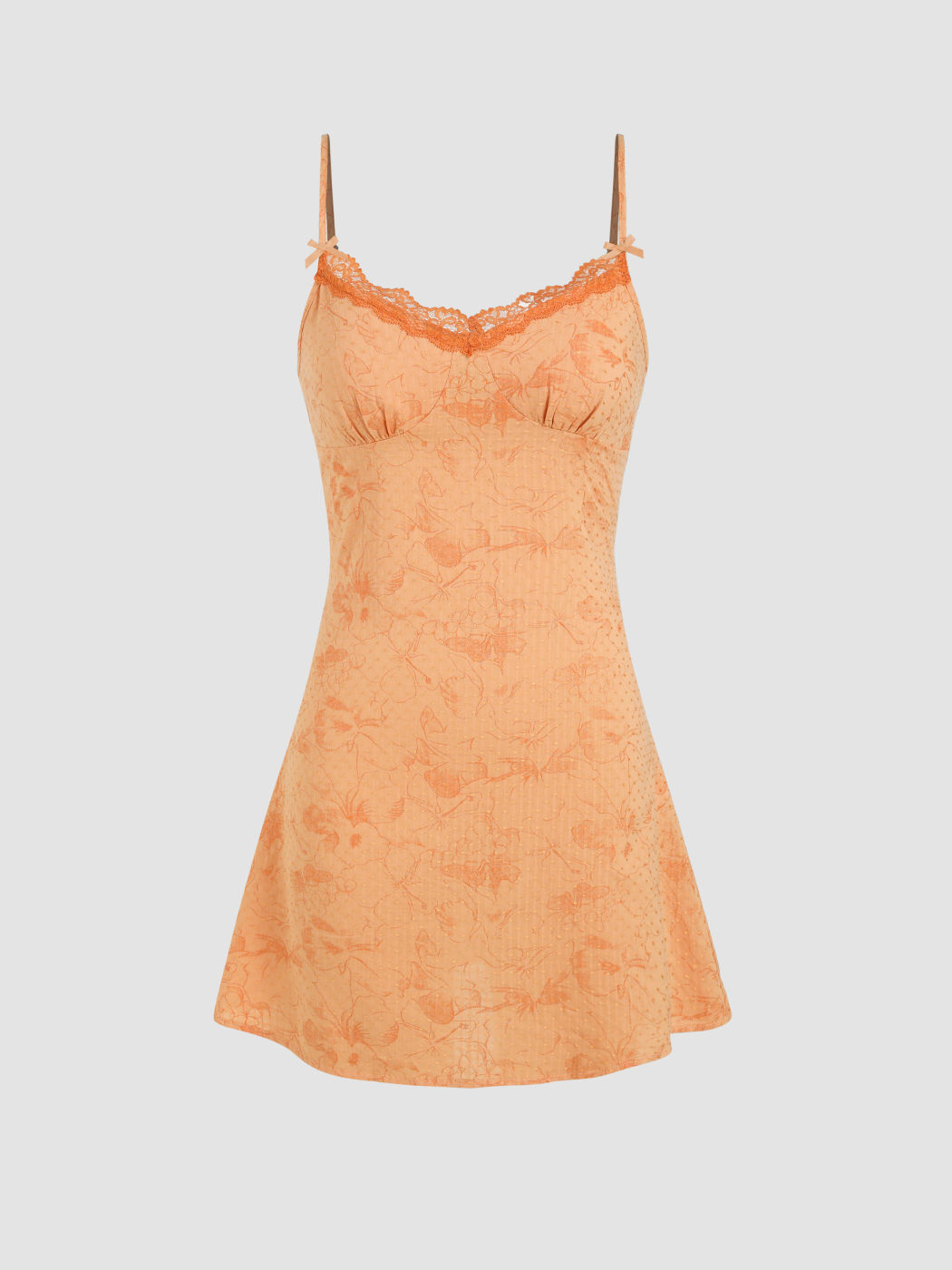 Minikleid mit floralem Spitzenbesatz