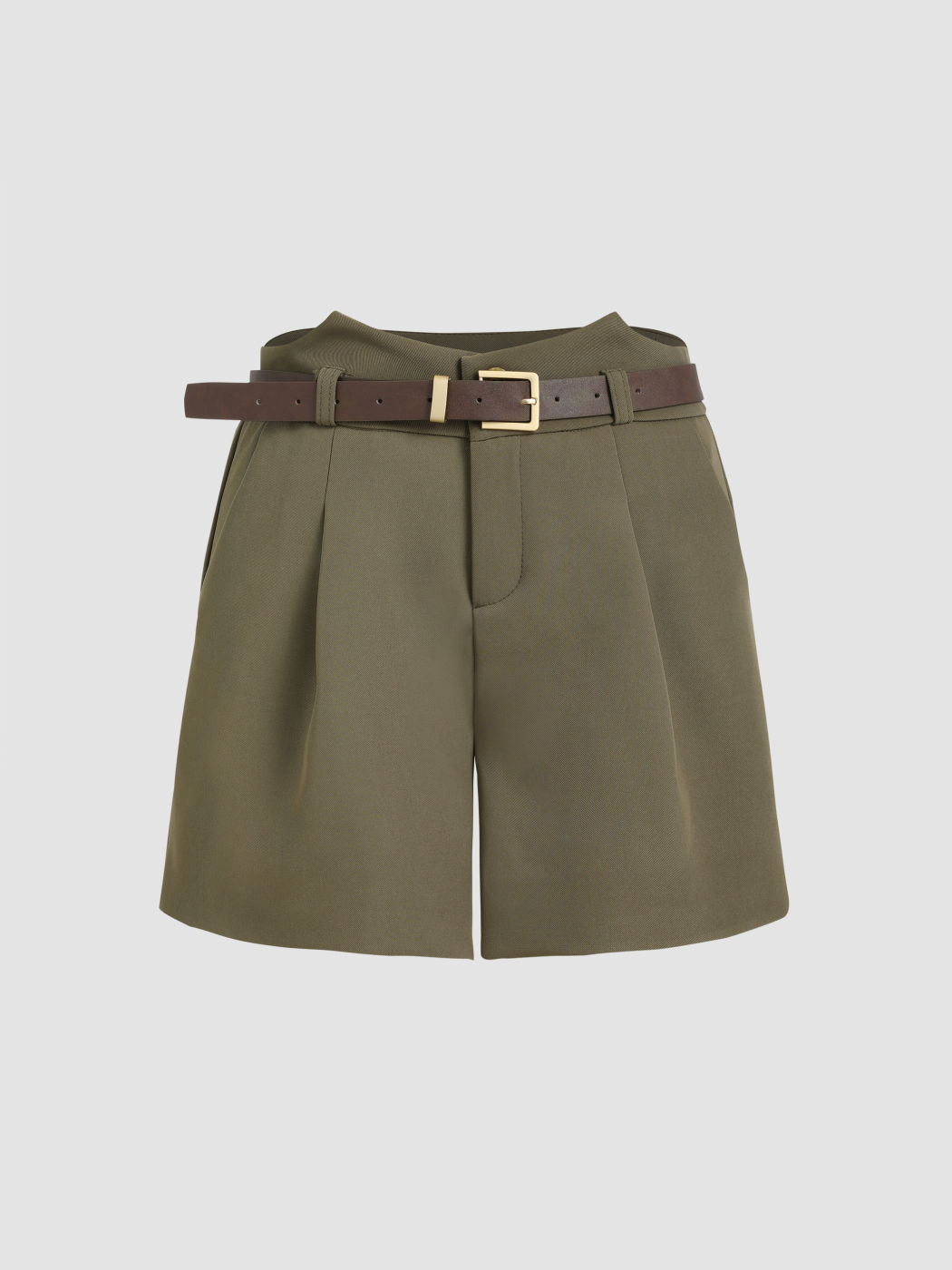 Plissee-Shorts mit hoher Taille und Gürtel