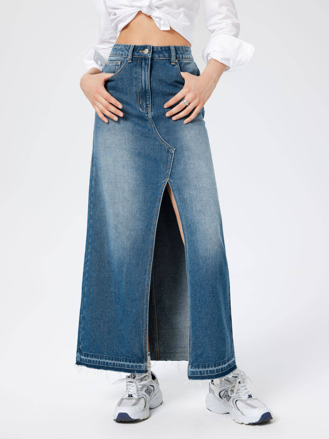 Denim Skirts Denim Denim Washed High Waist Split Skirt For School Daily ...