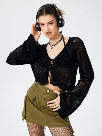 Hohles Strick-Knoten-Cardigan