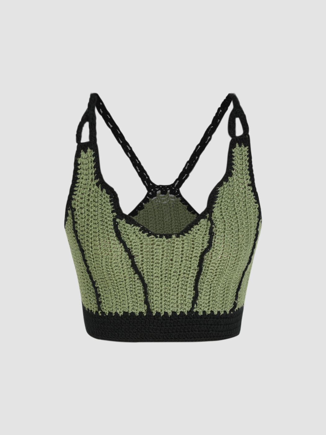 Kontrastierendes, gestricktes Cami-Crop-Top