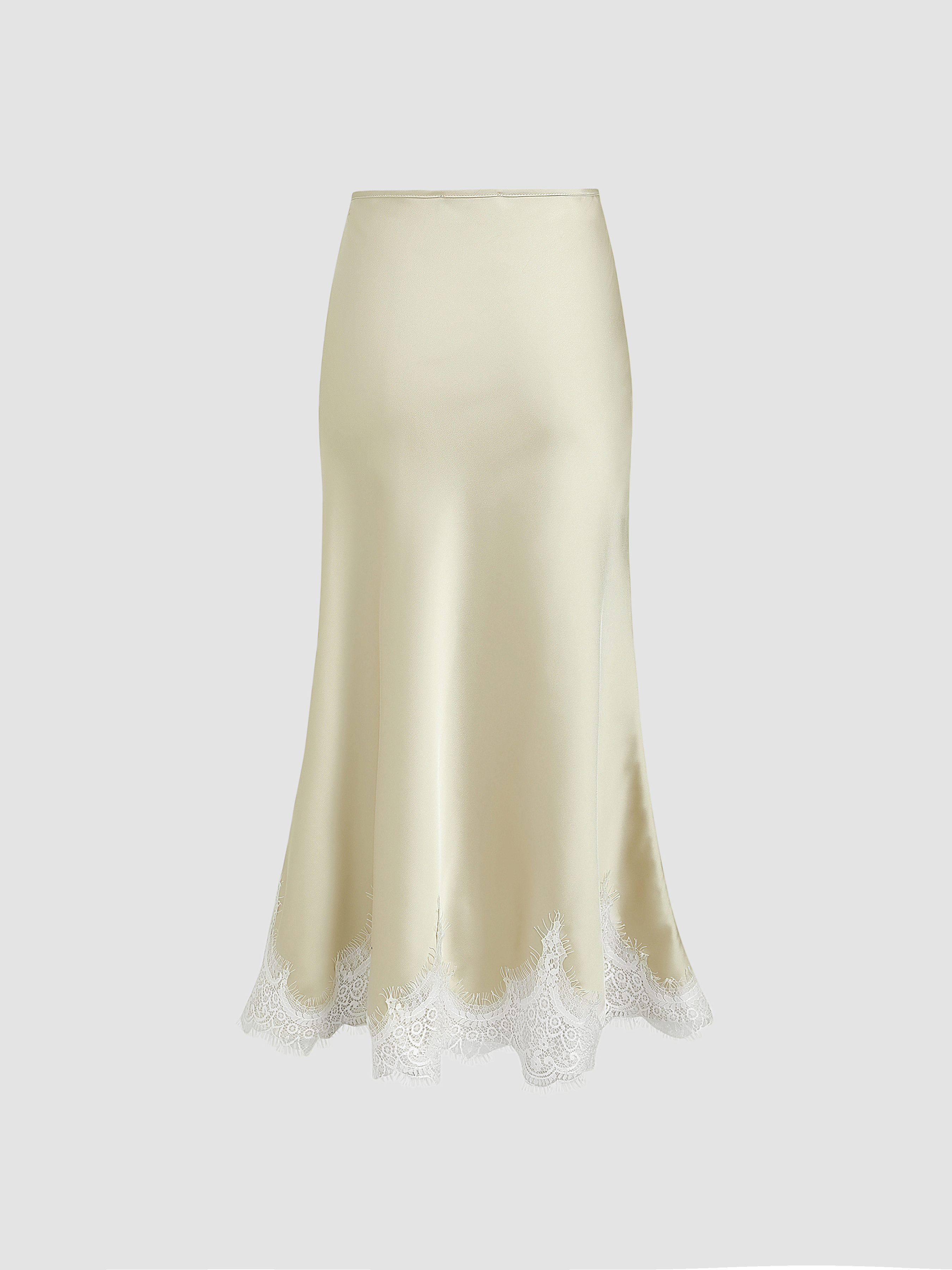 the Virgins　satin lacetrim skirt New Women's Premium Illusion Classic Half Slip Skirt With