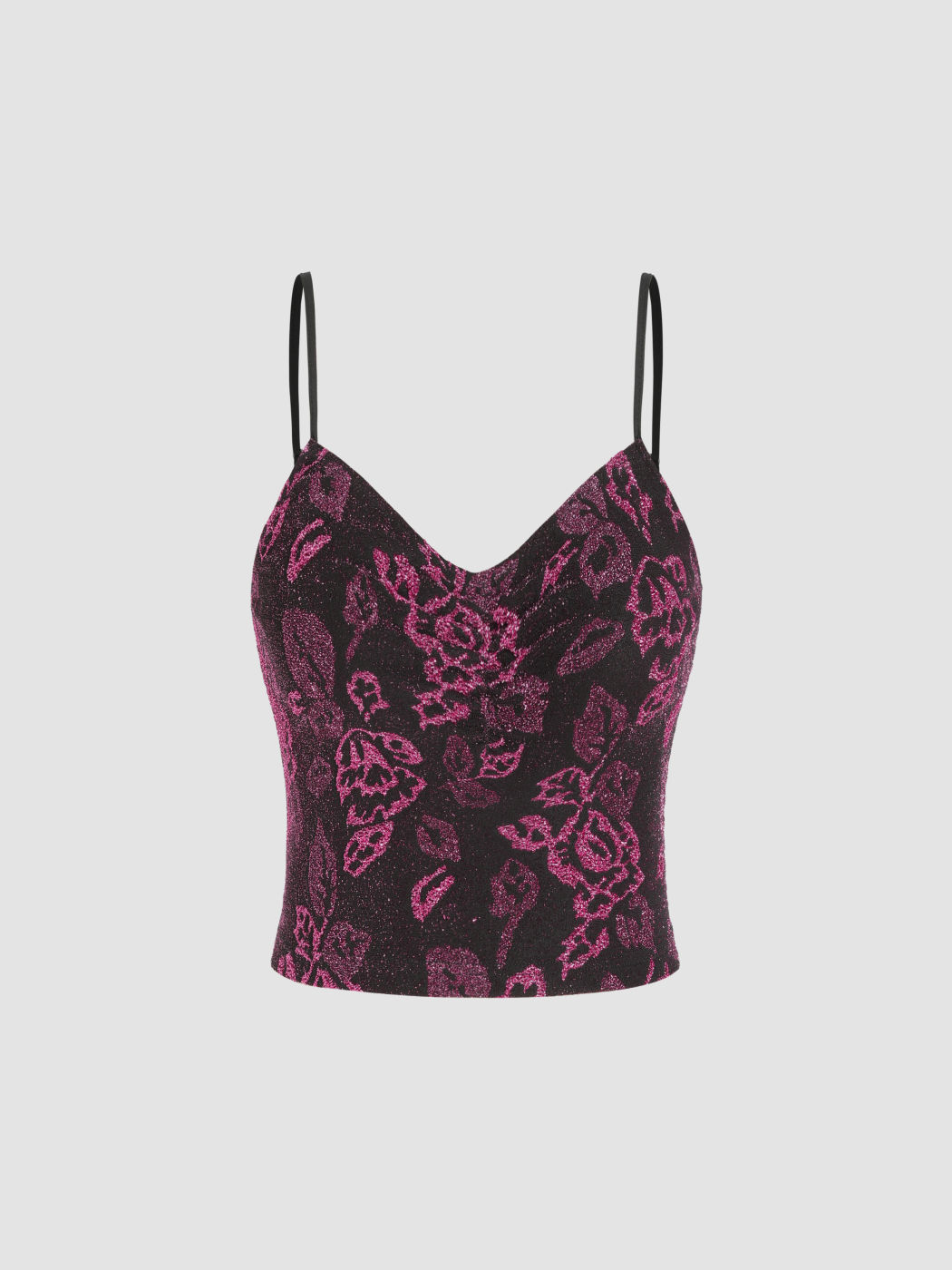 Florales Glitzer-Sweetheart Cami Crop Top