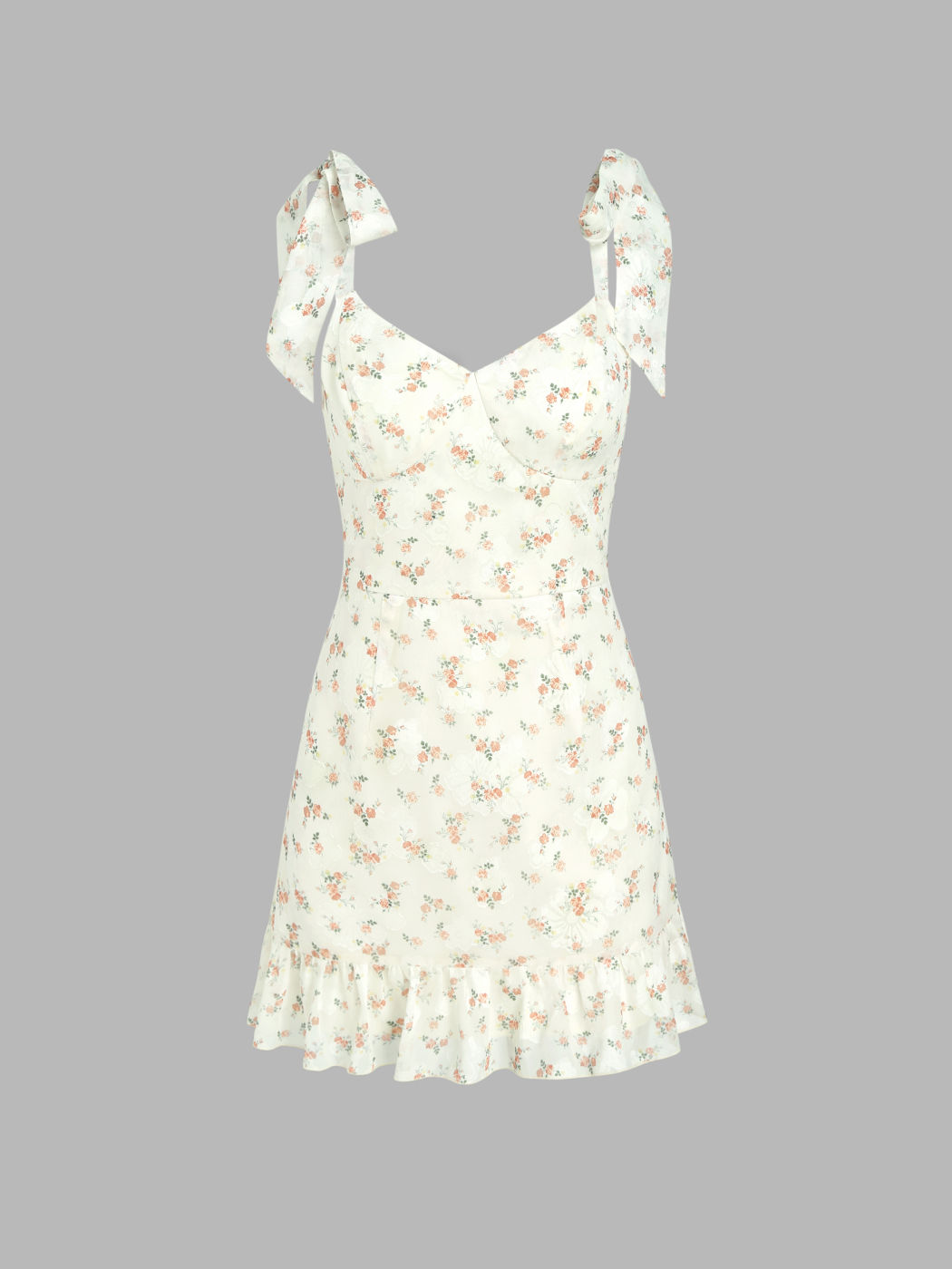 Geblümtes, geknotetes Minikleid