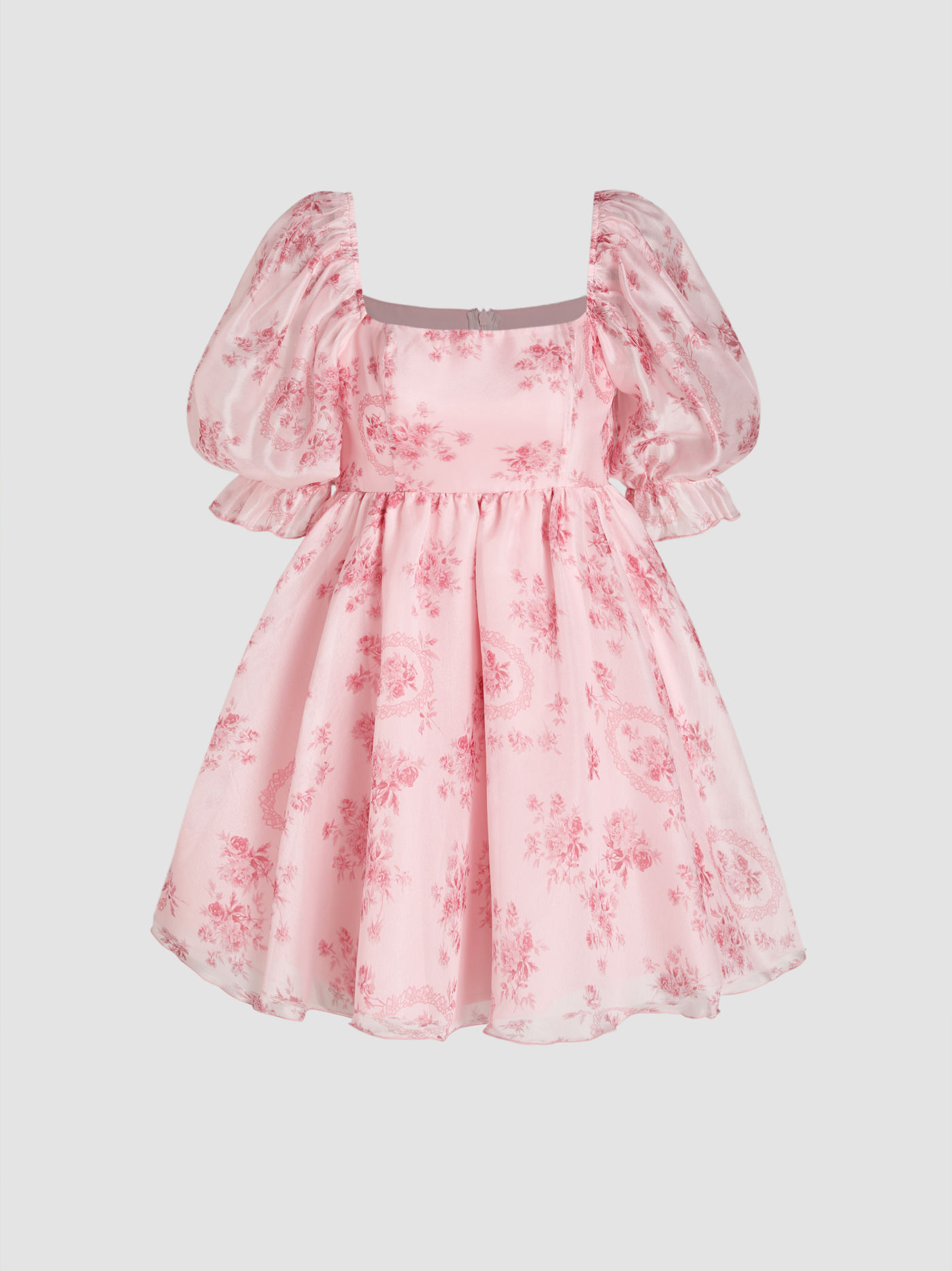 Sadie's Floral Puff Sleeve Ruffle Mini Dress