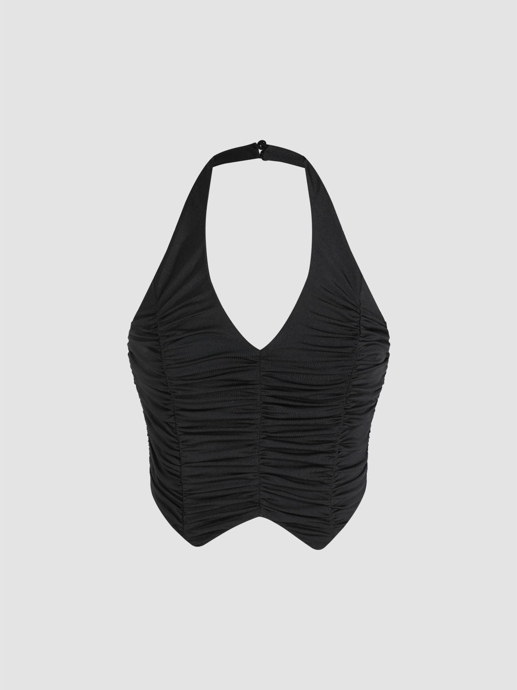 Crop Top mit V-Ausschnitt und gerüschtem Neckholder