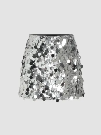 Sequin Mid Waist Mini Skirt
