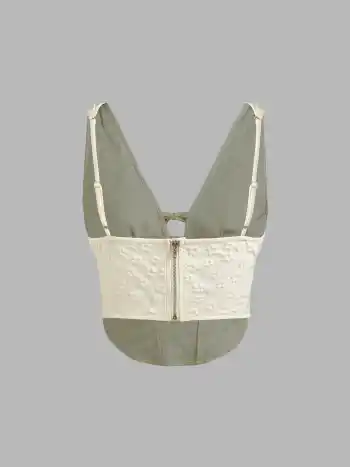 Florales Korsett Geknotetes V-Ausschnitt Cami Top