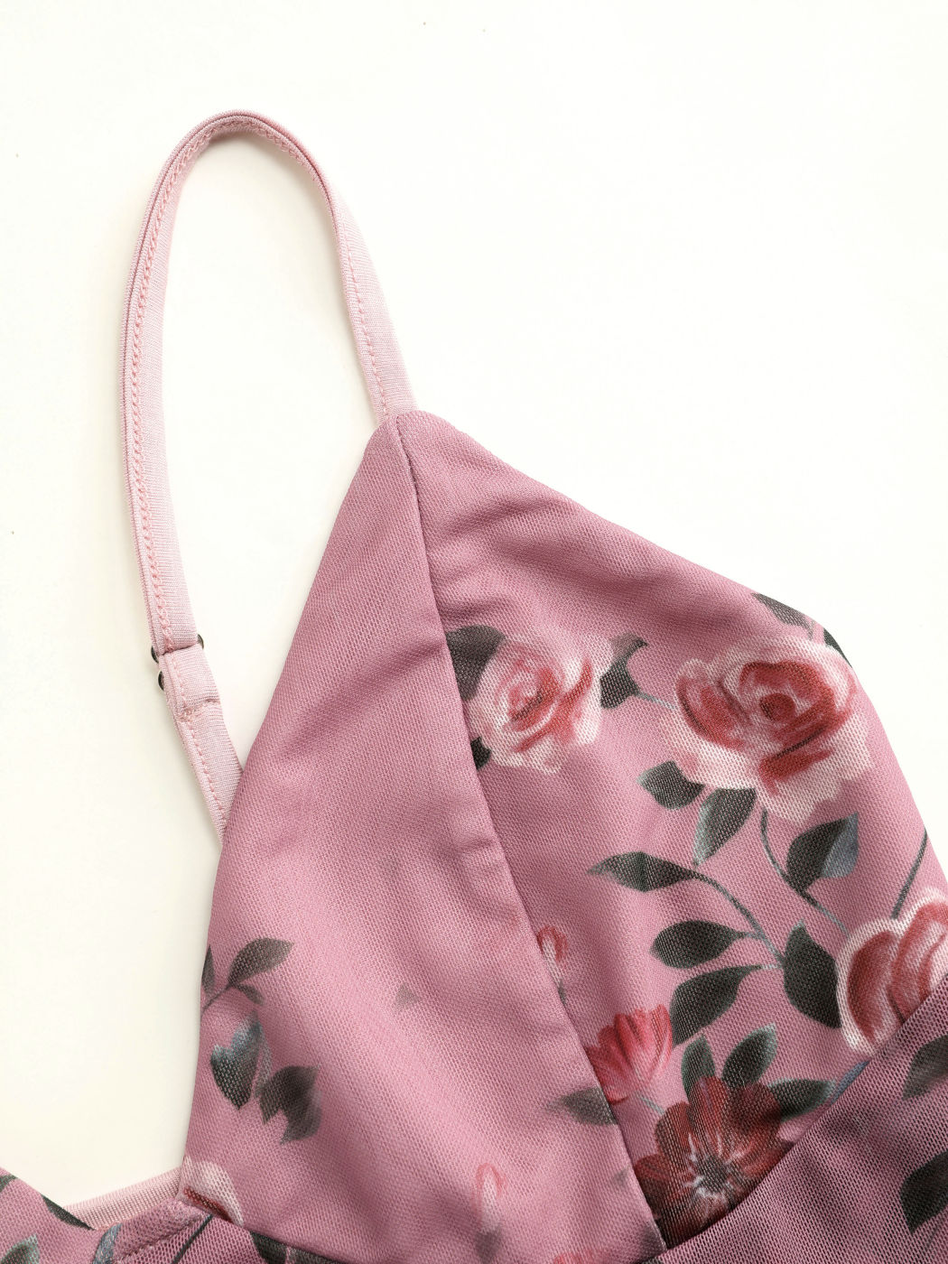 Mesh V-neck Rose Crop Tank Top