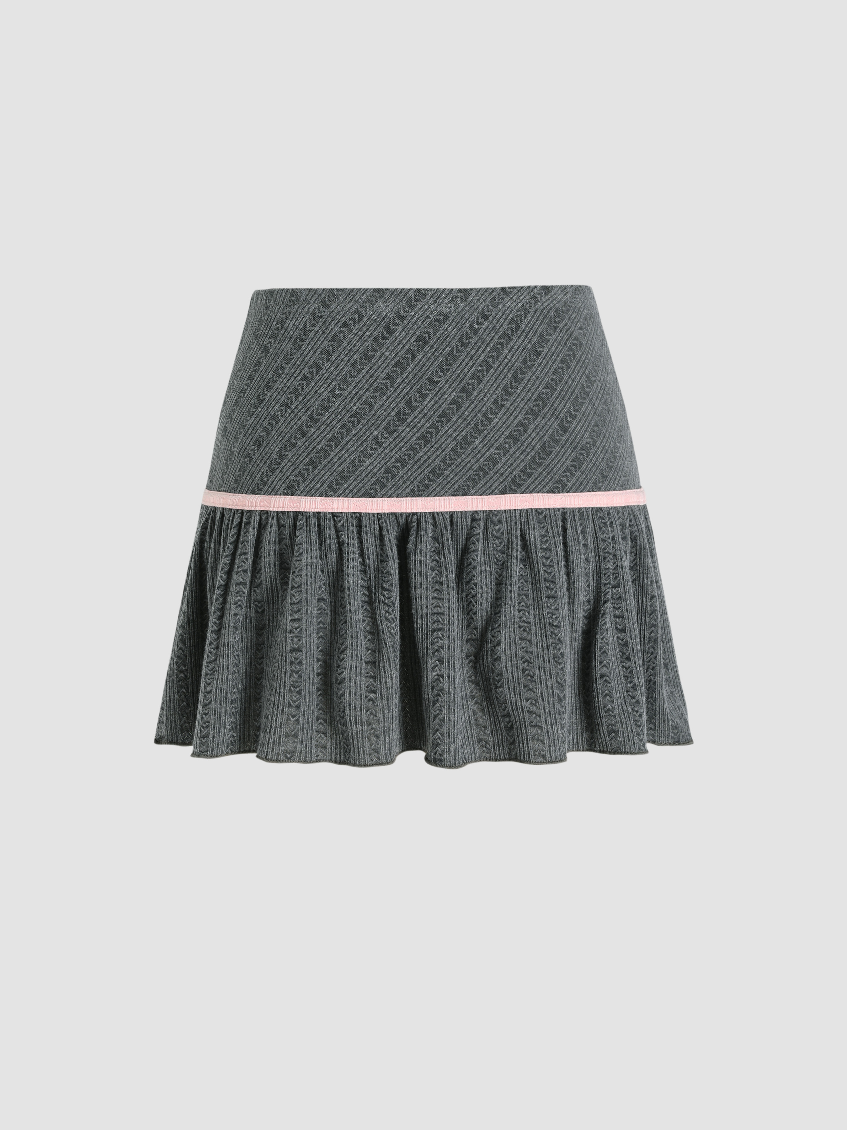 Heart Bowknot Knit Mini Skirt - Cider