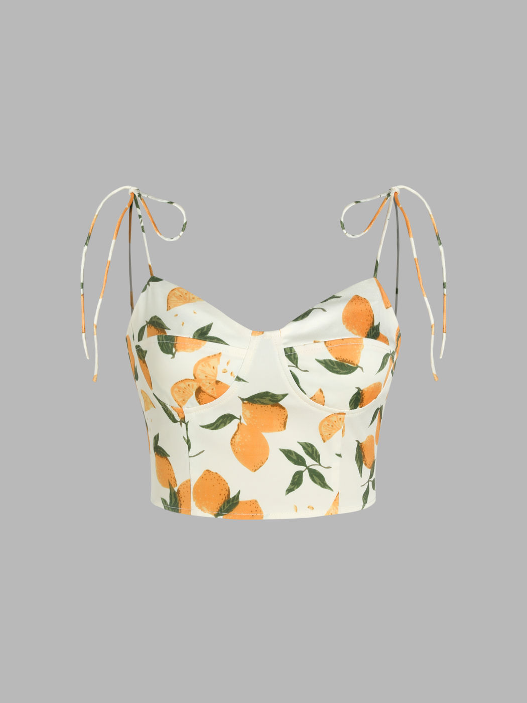  Orange Geknotetes V-Ausschnitt Crop Cami Oberteile