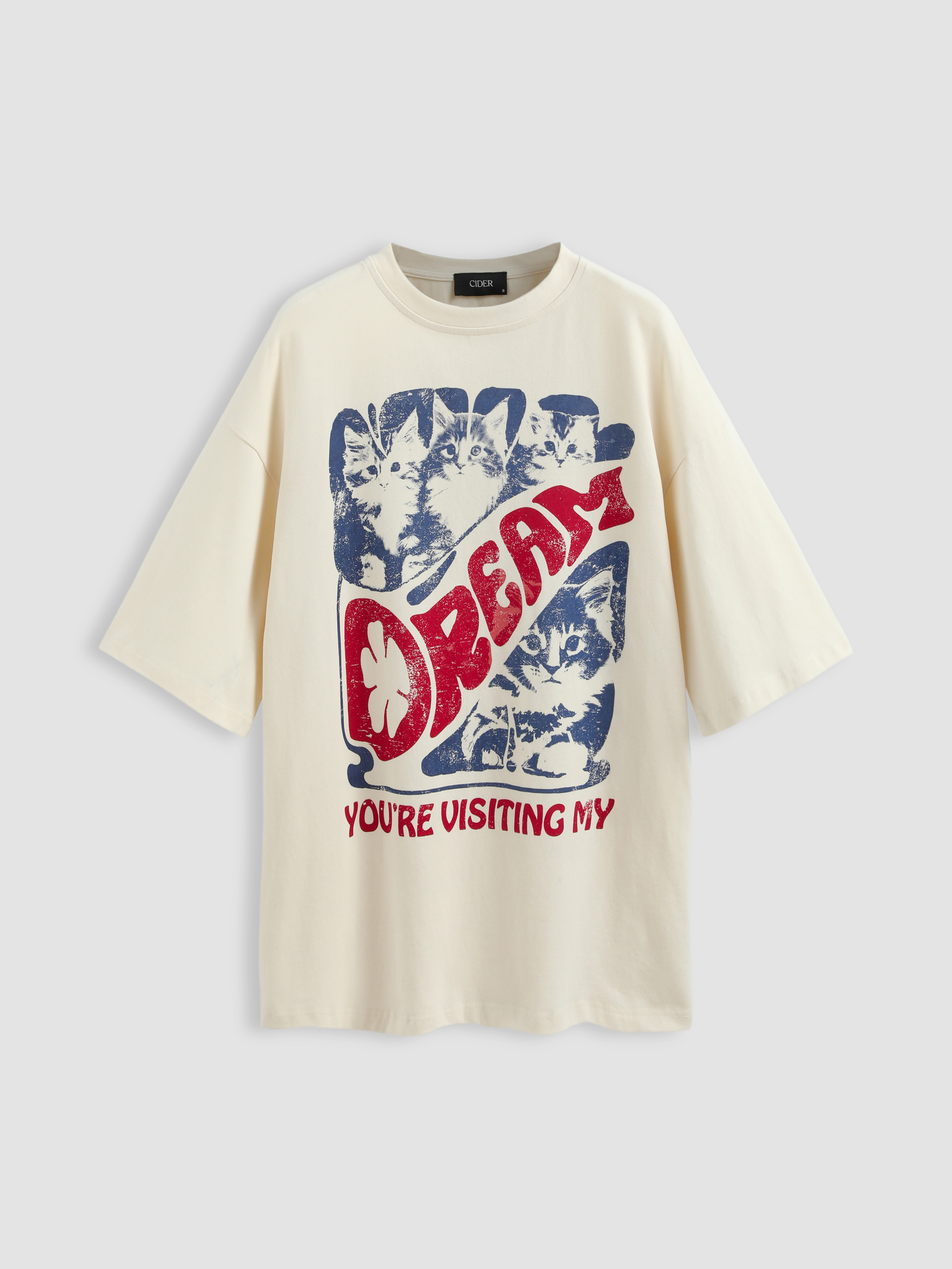 Jersey Cat & Letter Graphic Tee - Cider