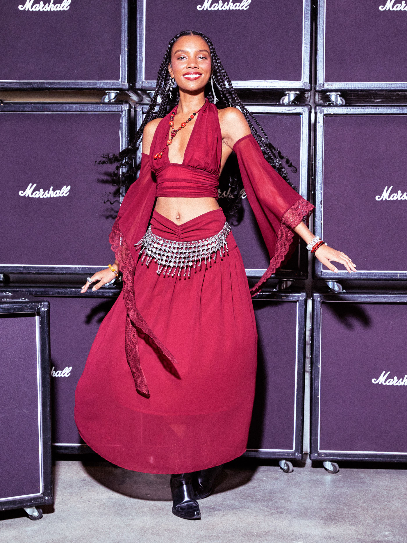 Mesh Solid Ruffle Maxi Skirt