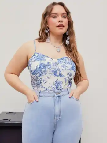 Toile de Jouy Bodysuit Curve & Plus