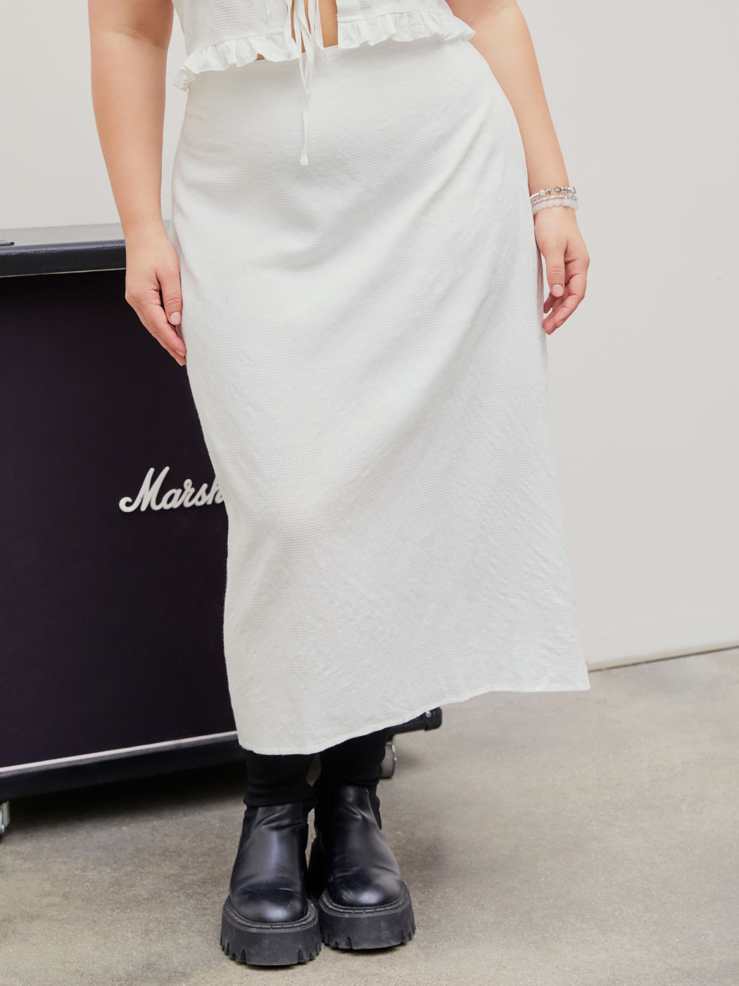Jacquard Mid Waist Split Maxi Skirt Curve & Plus