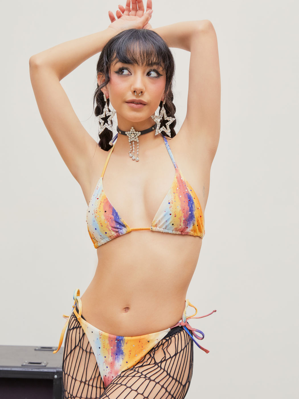 Hlater-Bikini-Badeanzug mit Batik-Pailletten