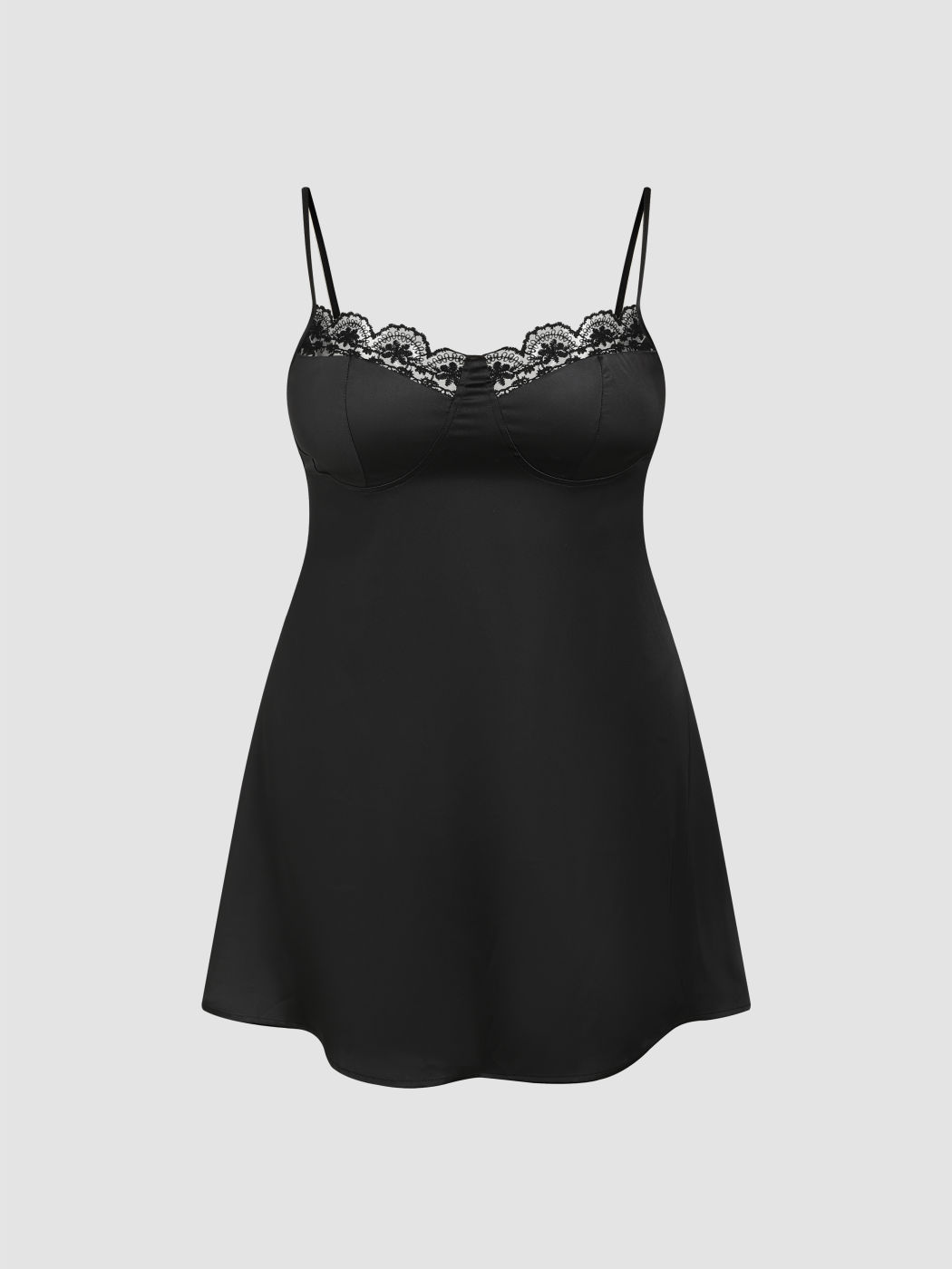 Minikleid mit floralem Spitzenbesatz Kurve & Plus