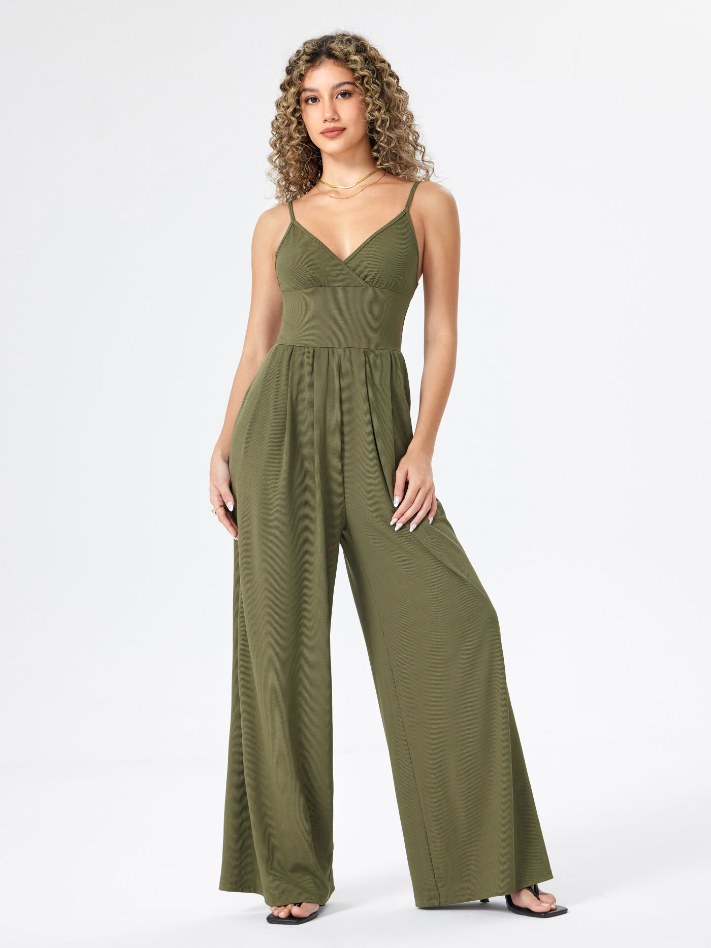 V-neck Cami Wide Leg Jumpsuit