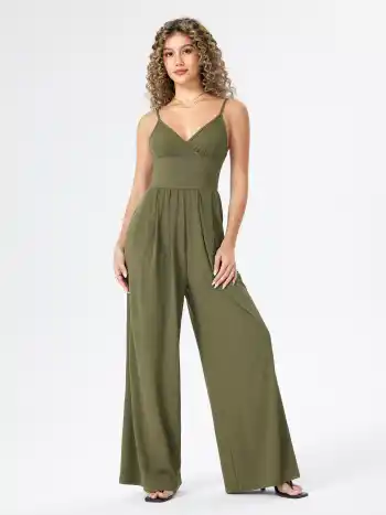 V-neck Cami Wide Leg Jumpsuit