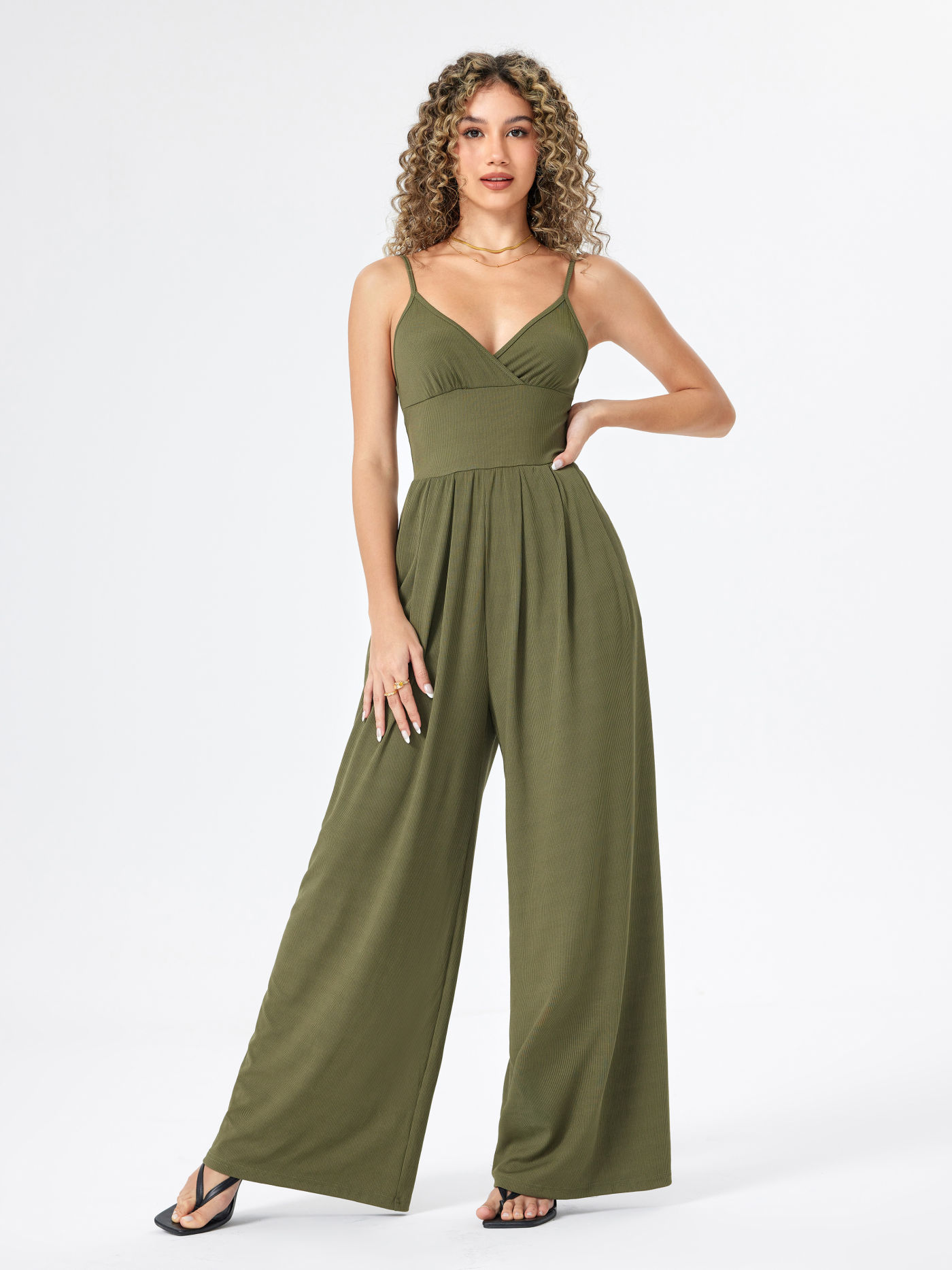 V-neck Cami Wide Leg Jumpsuit