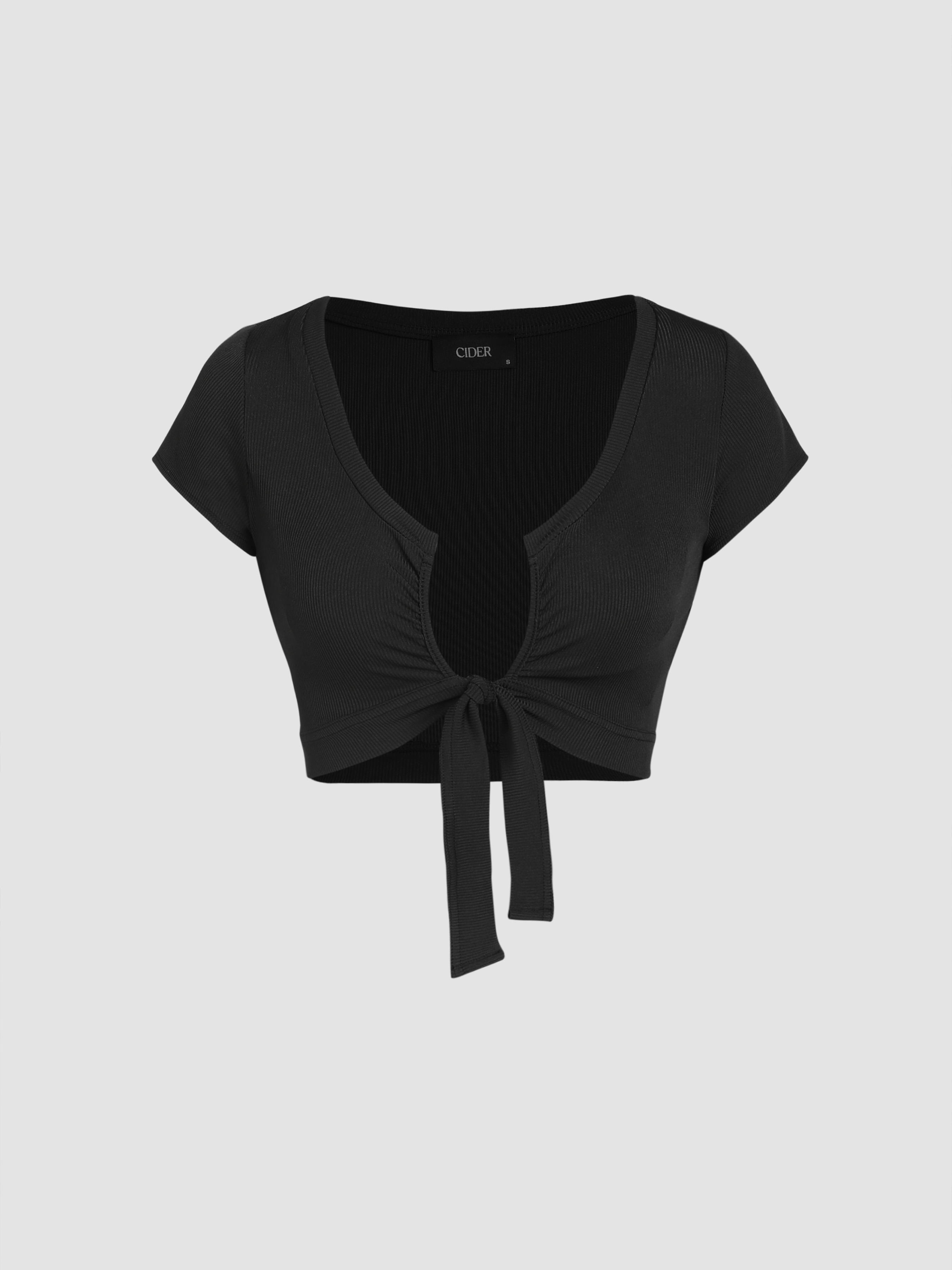Tie Front Rib Crop Top For Daily Casual Date