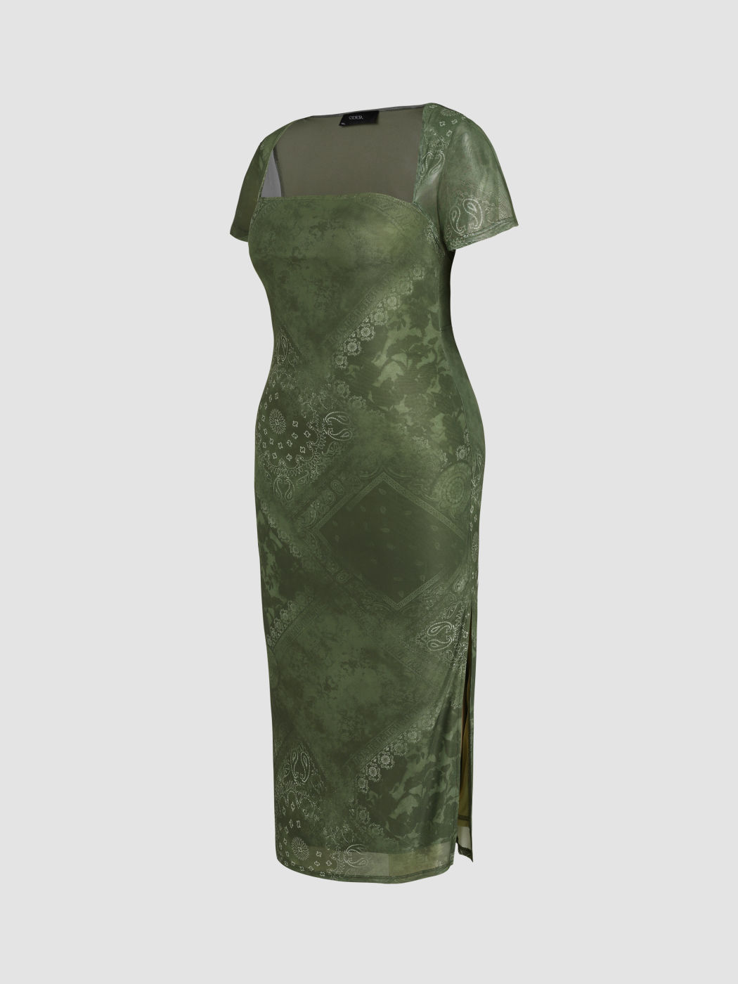  Paisley-Muster Mesh Maxikleid Kurve & Plus
