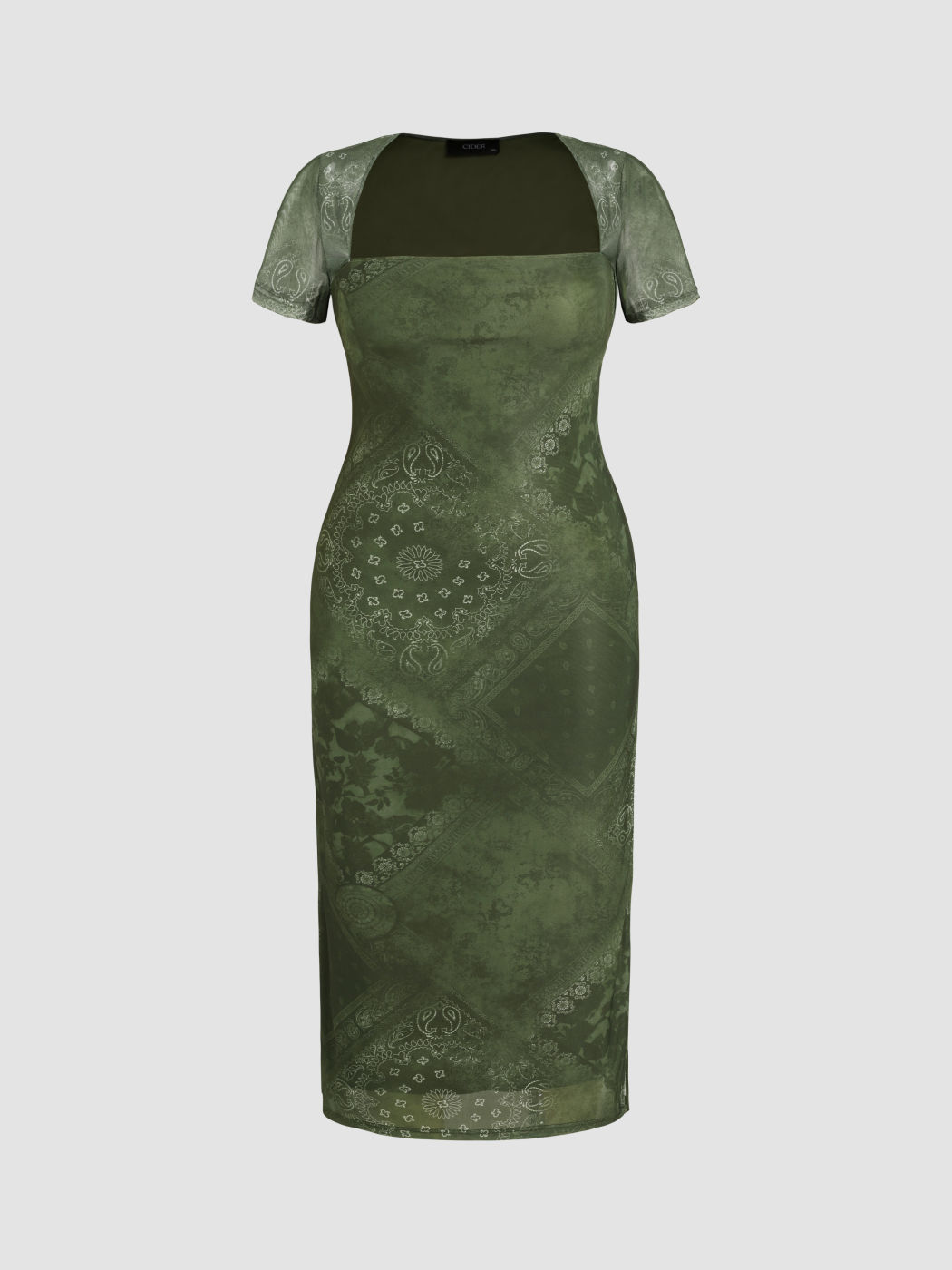  Paisley-Muster Mesh Maxikleid Kurve & Plus