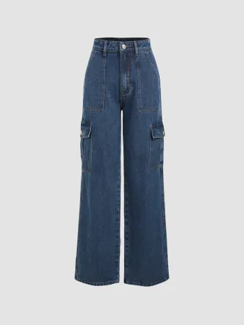 Alessia Einfarbige Cargo-Jeans