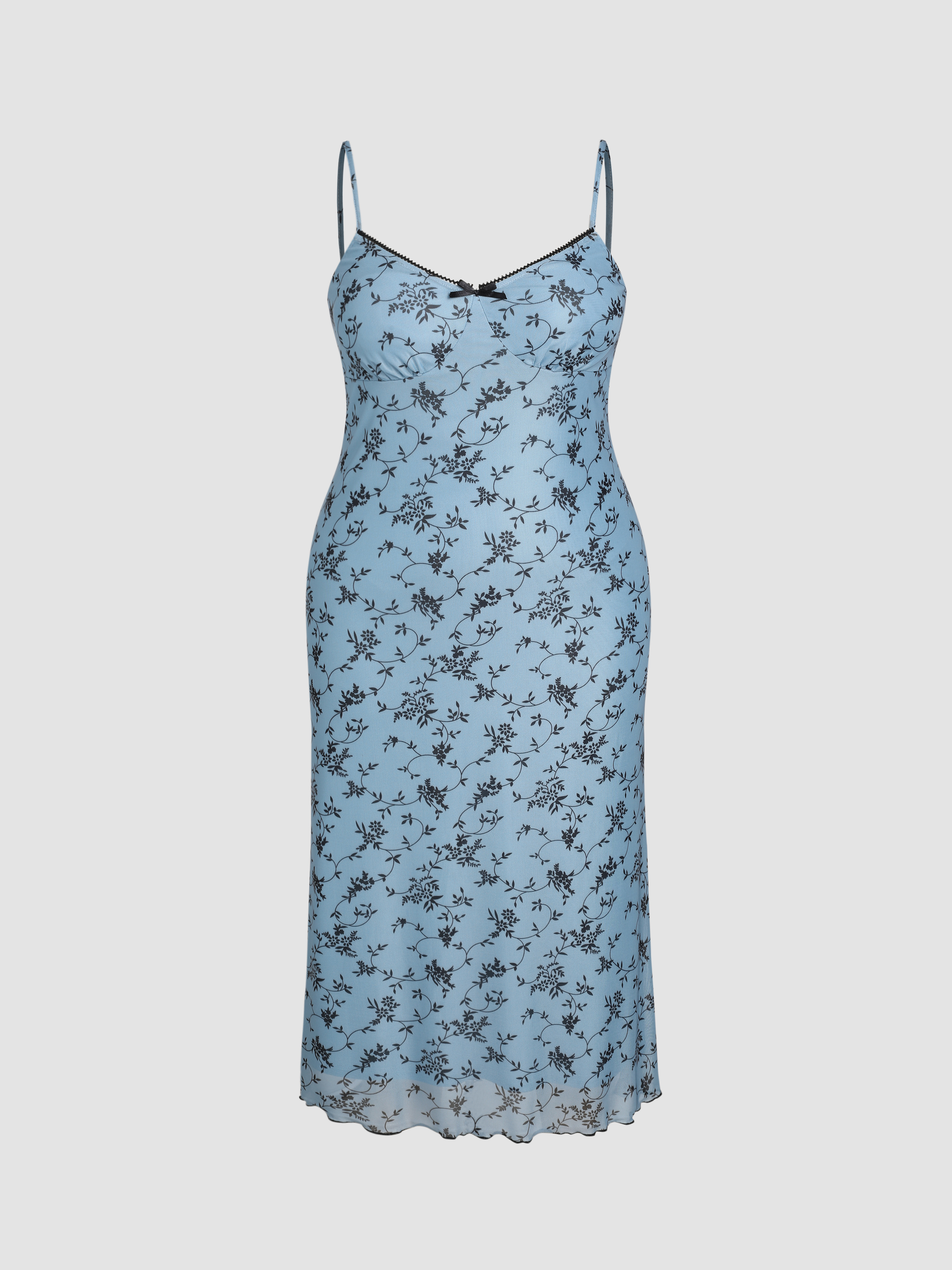 Curve & Plus Floral Mesh Cami Midi Dress