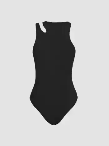 Body sin mangas con cuello asimétrico liso
