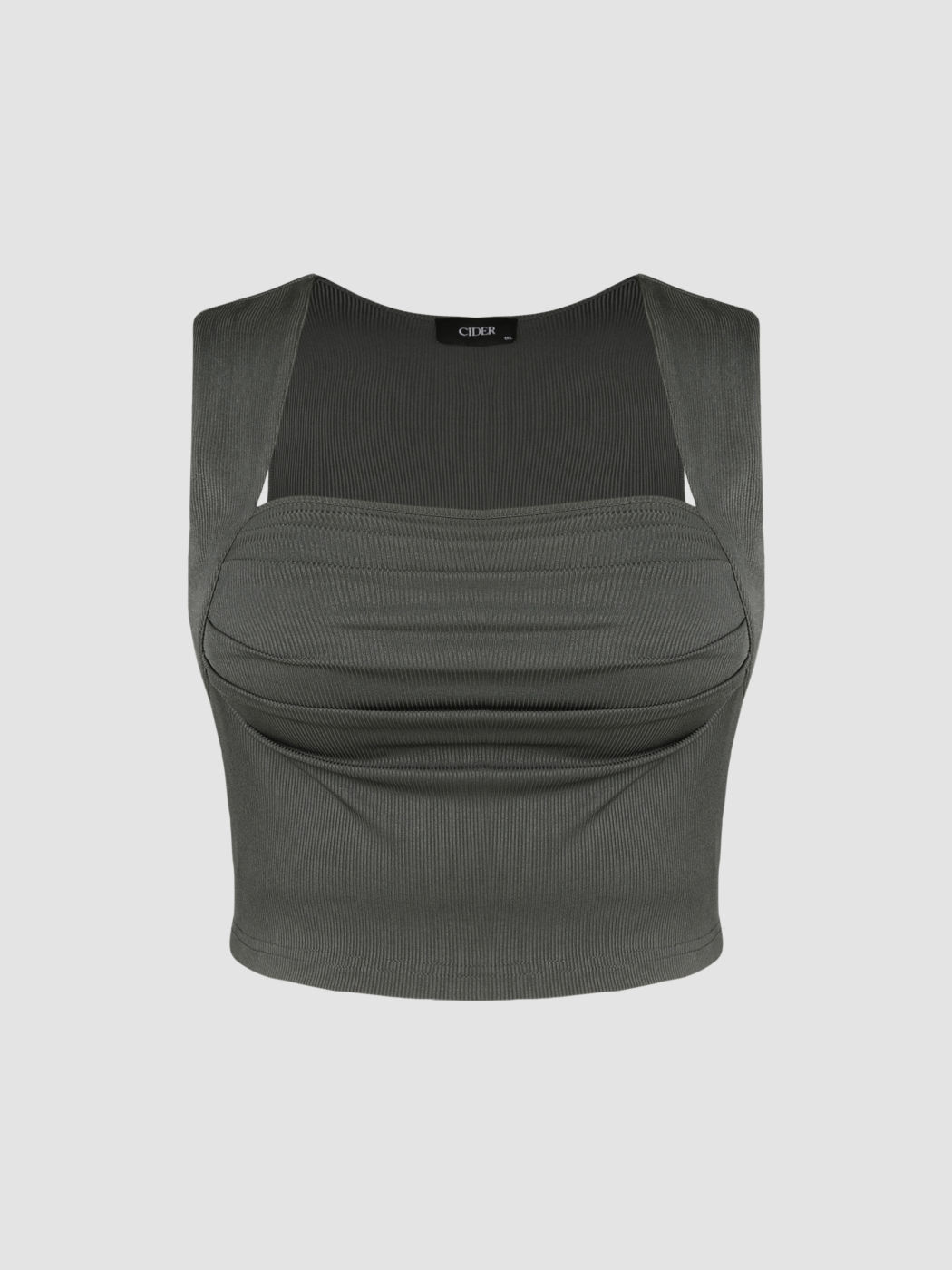 gerüschtes Crop-Top mit eckigem Ausschnitt Kurve & Plus