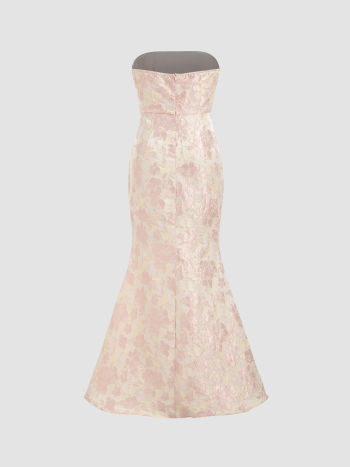 Just Friends Strapless Ruffle Maxi Dress Red