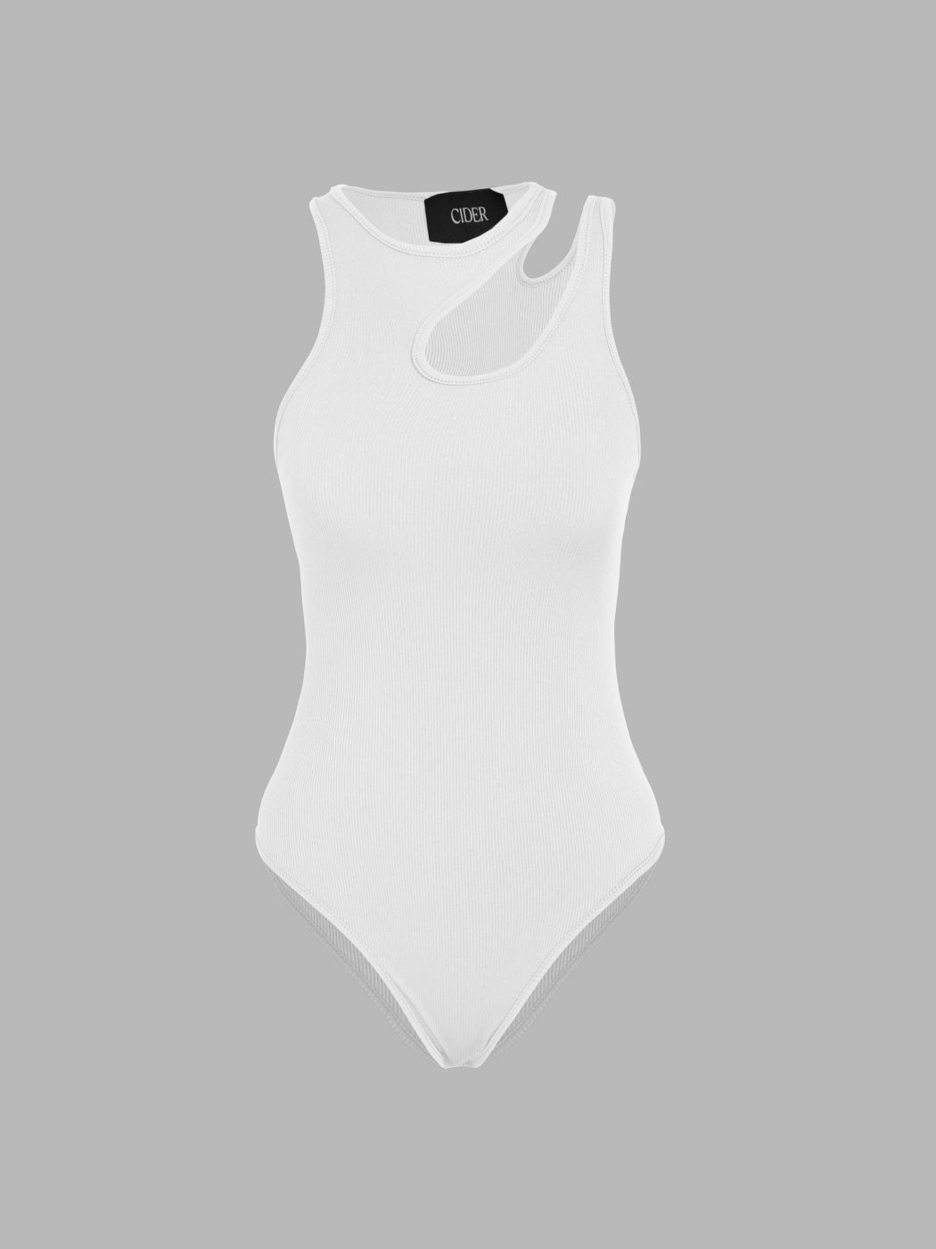 Sleeveless Asymmetrical Neck Solid Bodysuit