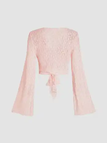 V-Ausschnitt Blumenmuster Rückenbindung Bluse