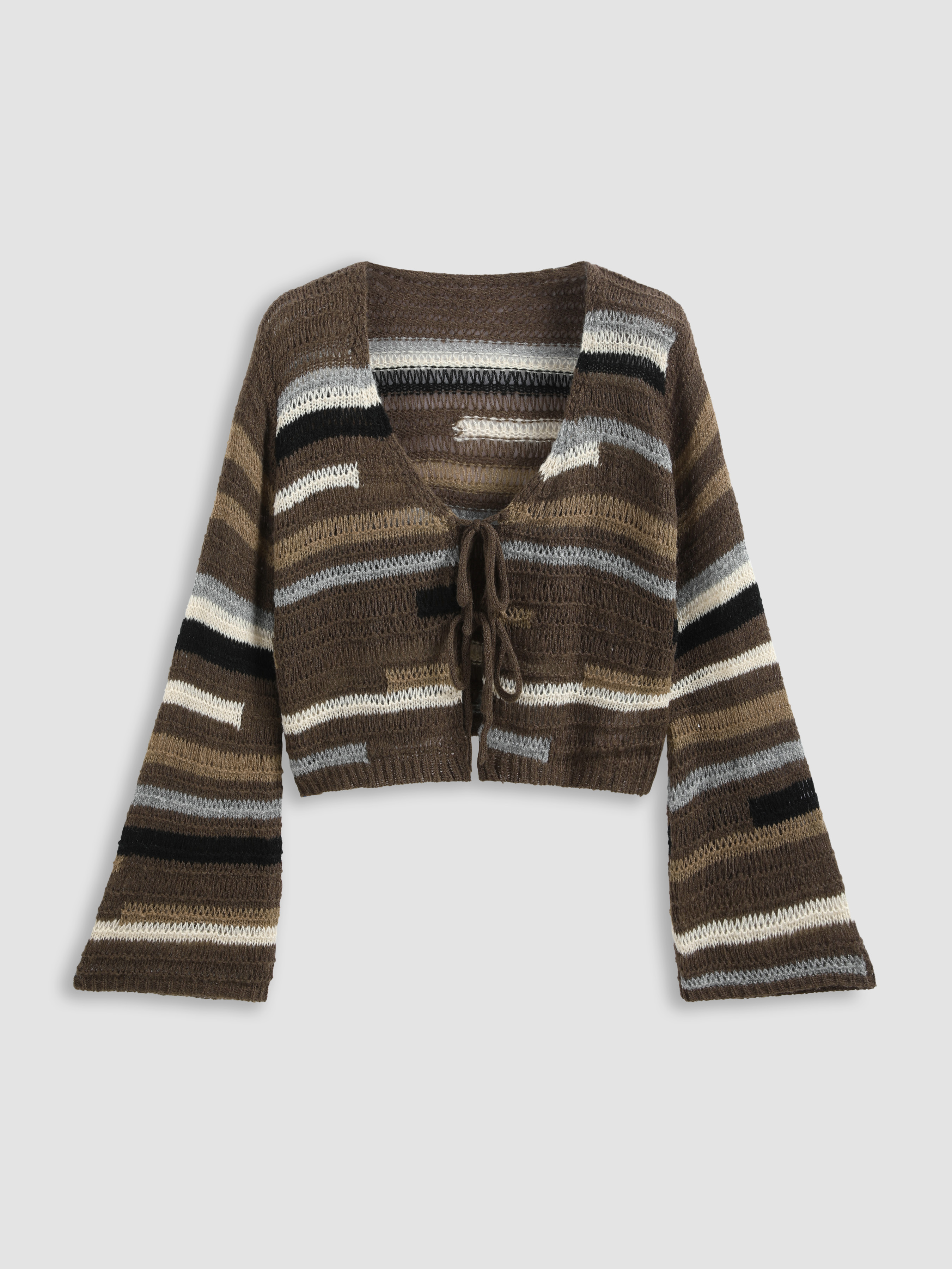 Curve & Plus Knit Stripe Tie Cardigan
