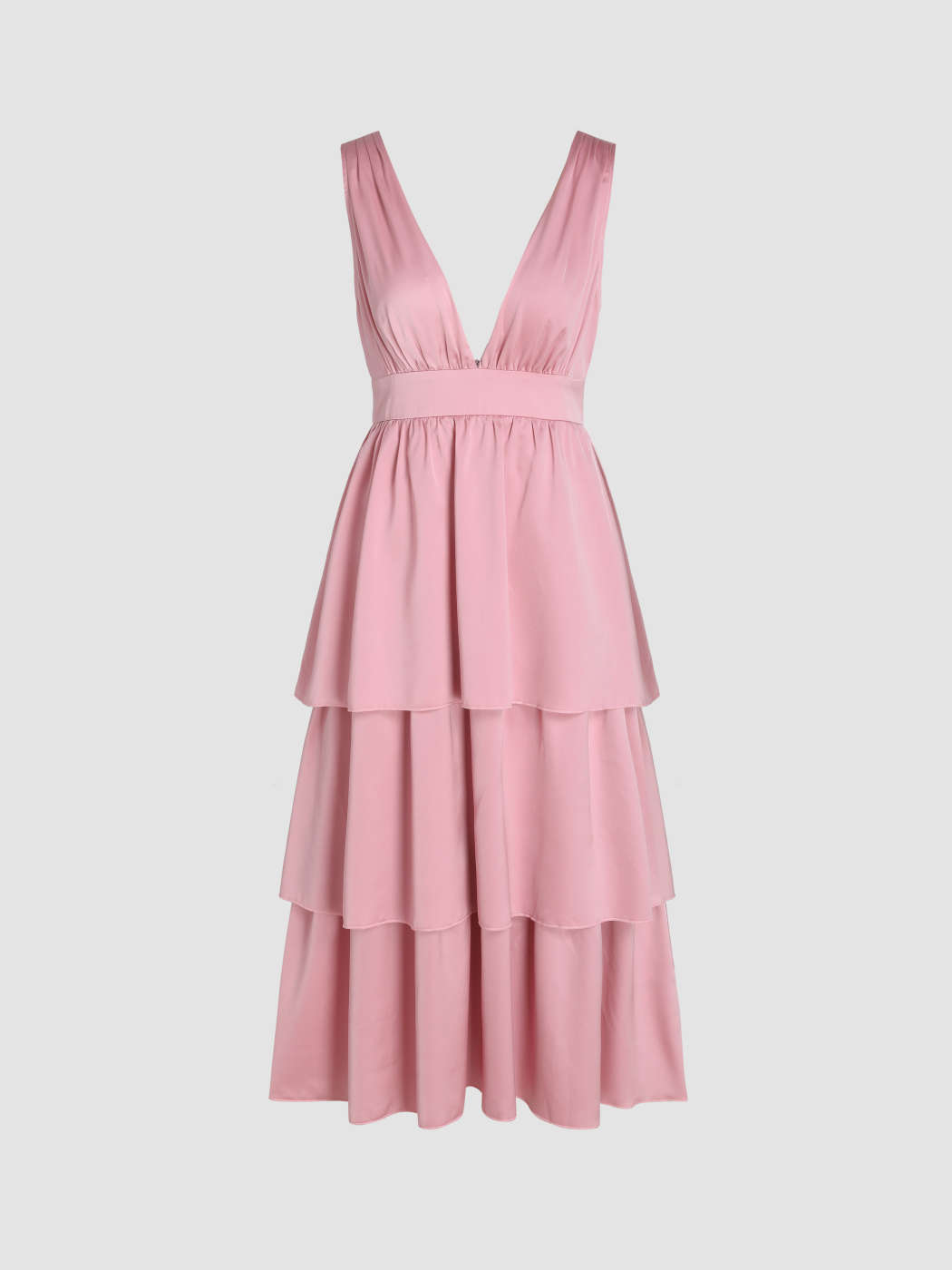 Coast High Neck Tulle Tiered Midi Dress, Hot Pink