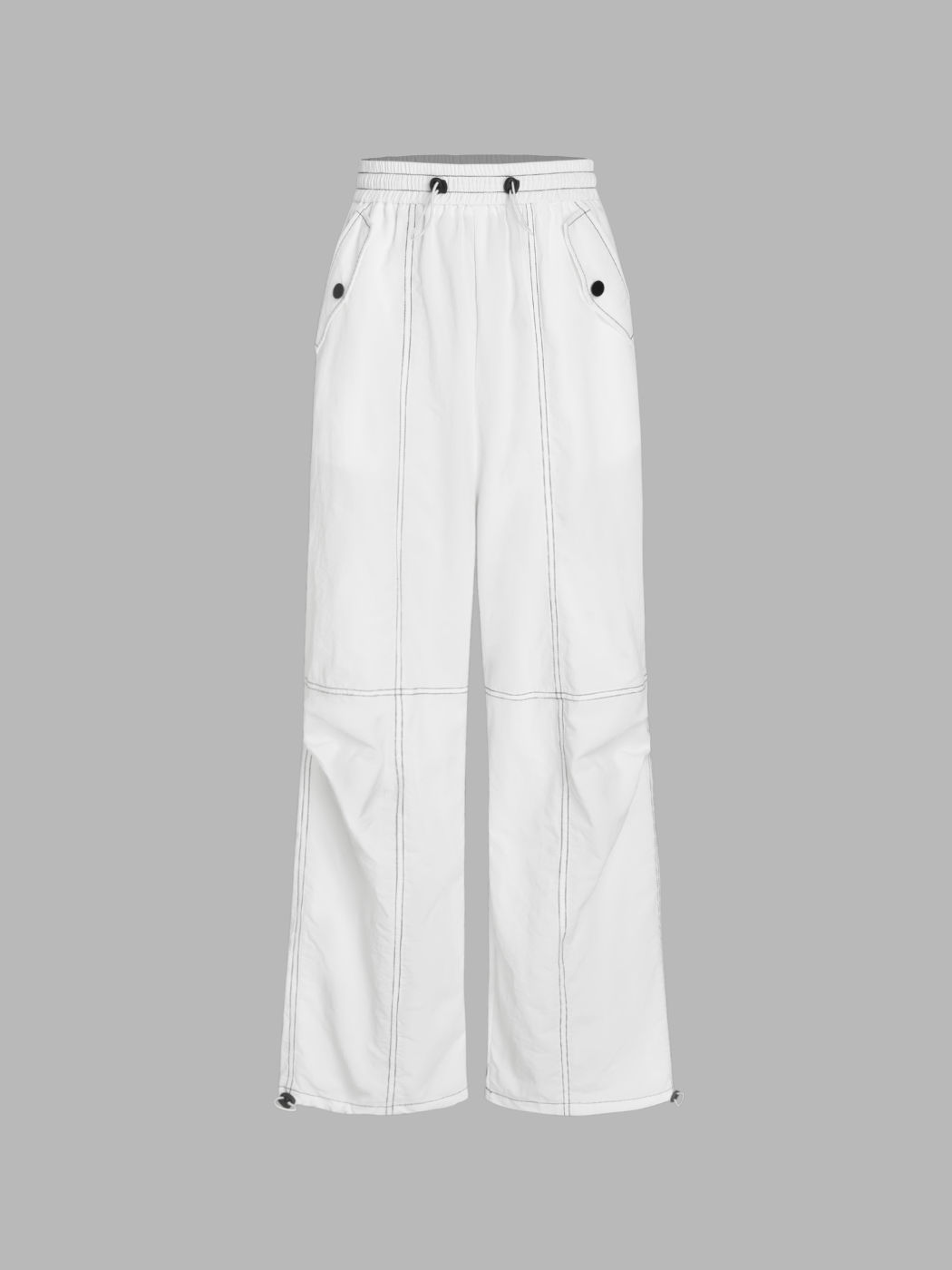 Women Cargo Woven Cargo Contrasting Trim Drawstring Pants For School