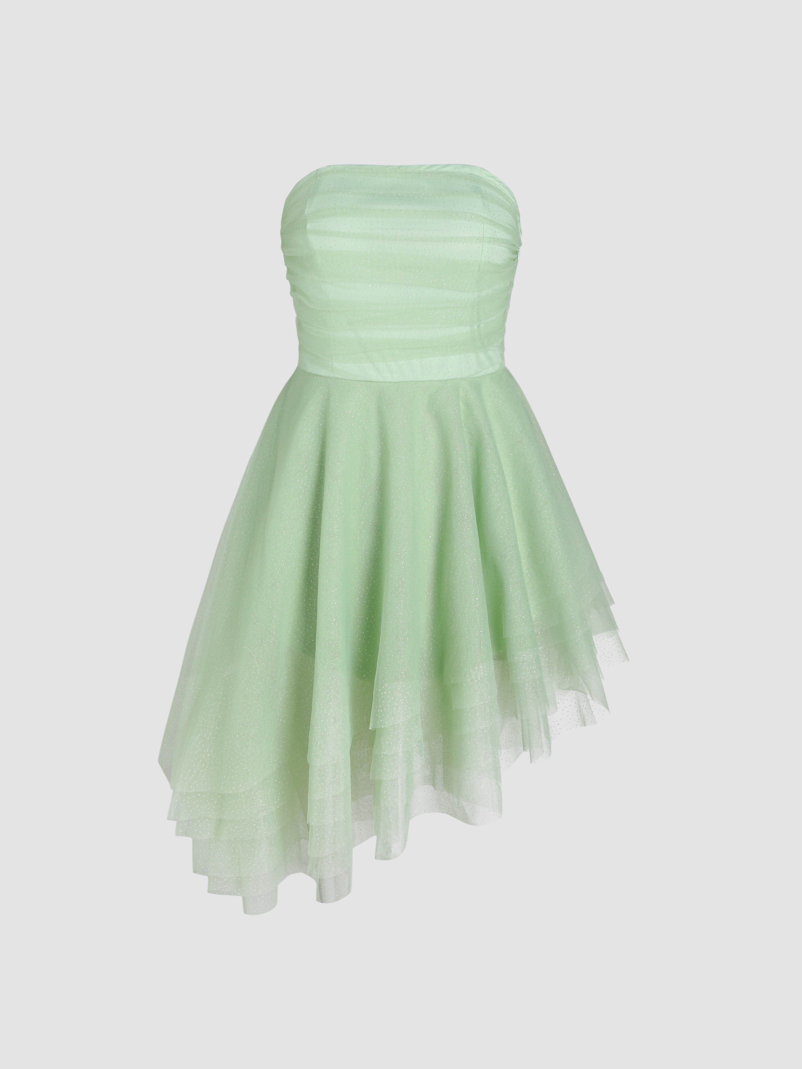 Ruffles Long Sleeve Mesh Mini Dress
