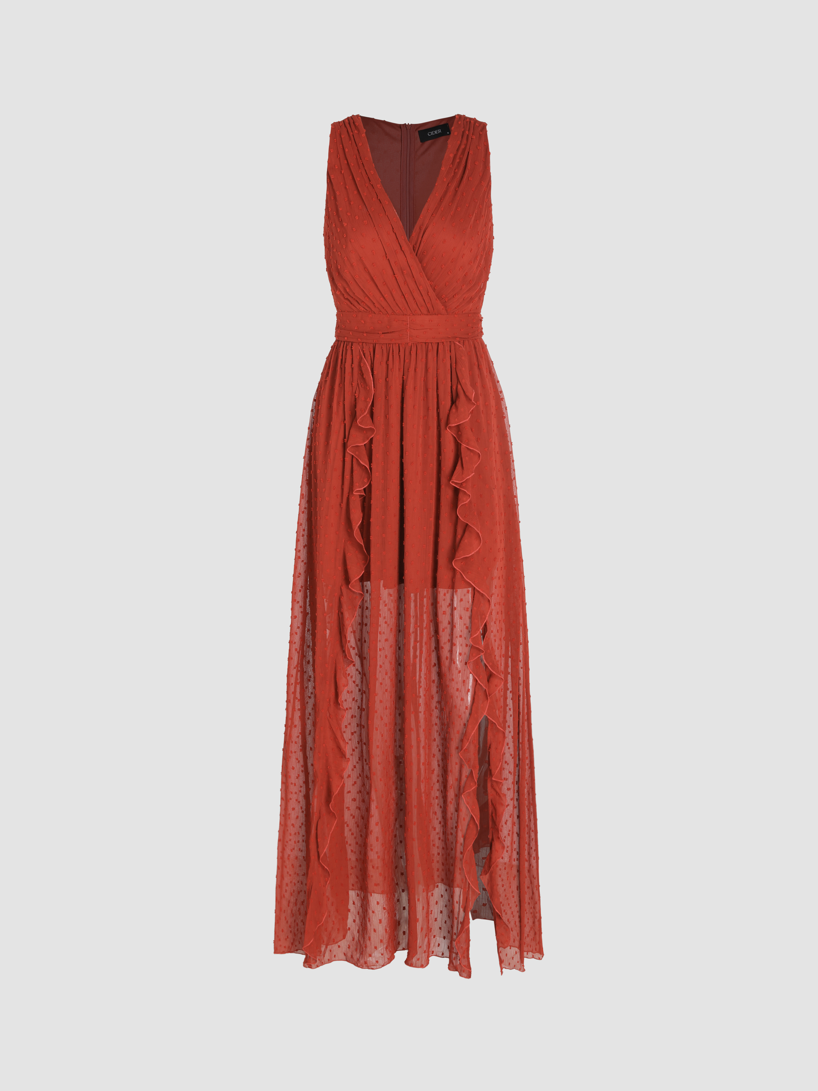 Wedding Guest Dress Summer Dresses Bridesmaid Dress Woven V-neck Ruffle Hem Maxi Dress For Daily Casual Date Vacation