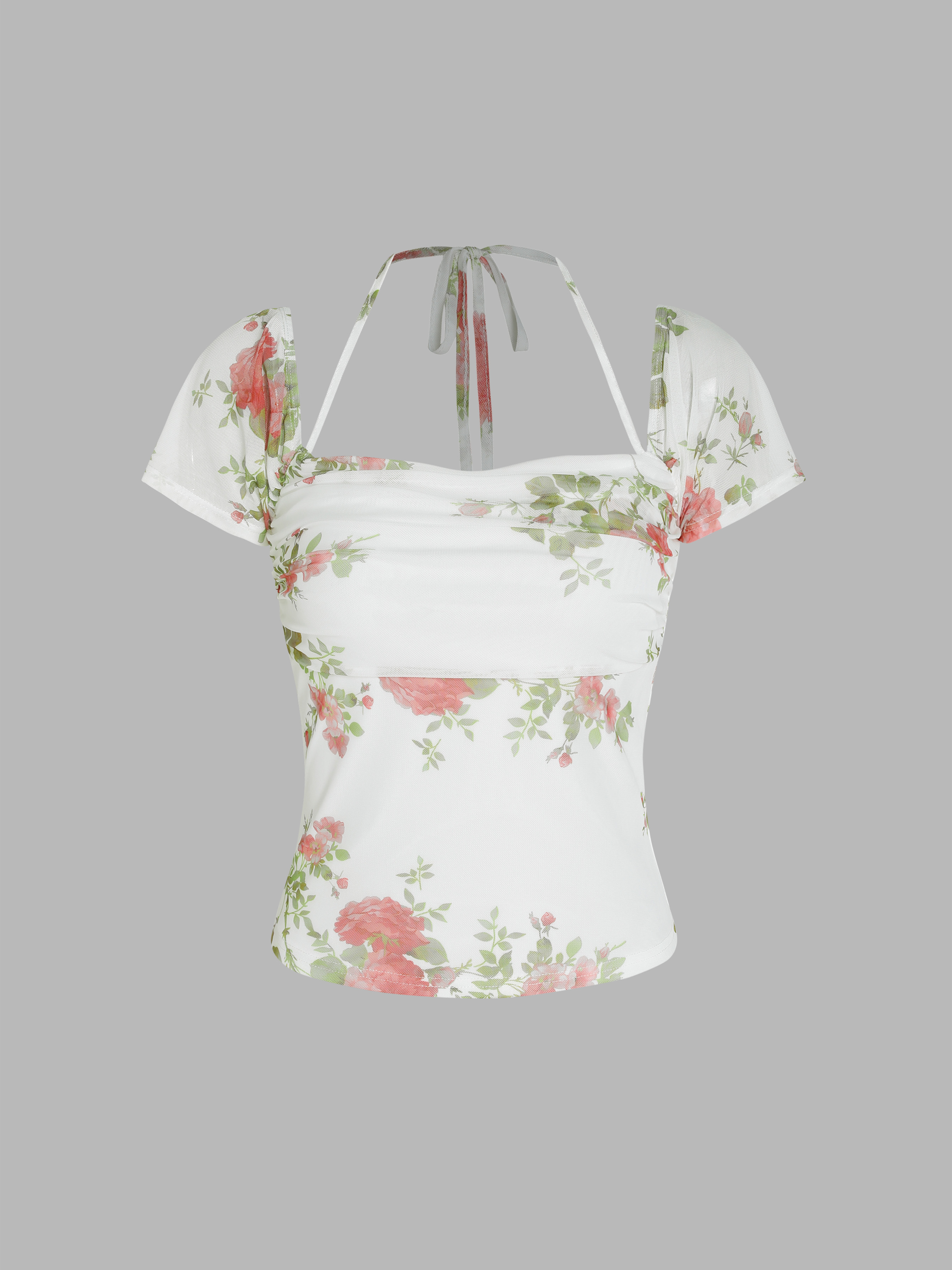 Floral Cowl Neck Halter Top For Daily Casual Date Vacation