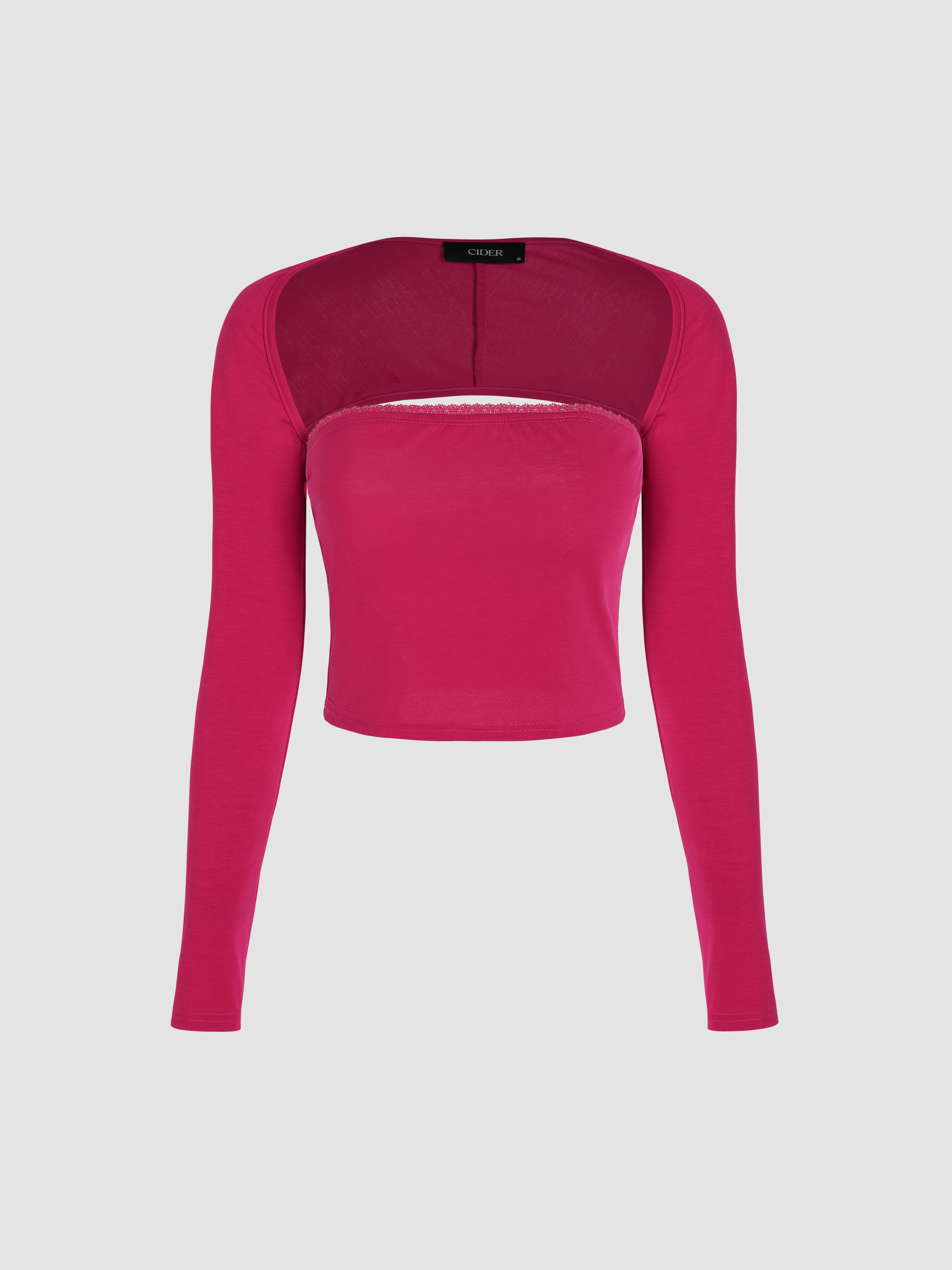 neon pink long sleeve crop top
