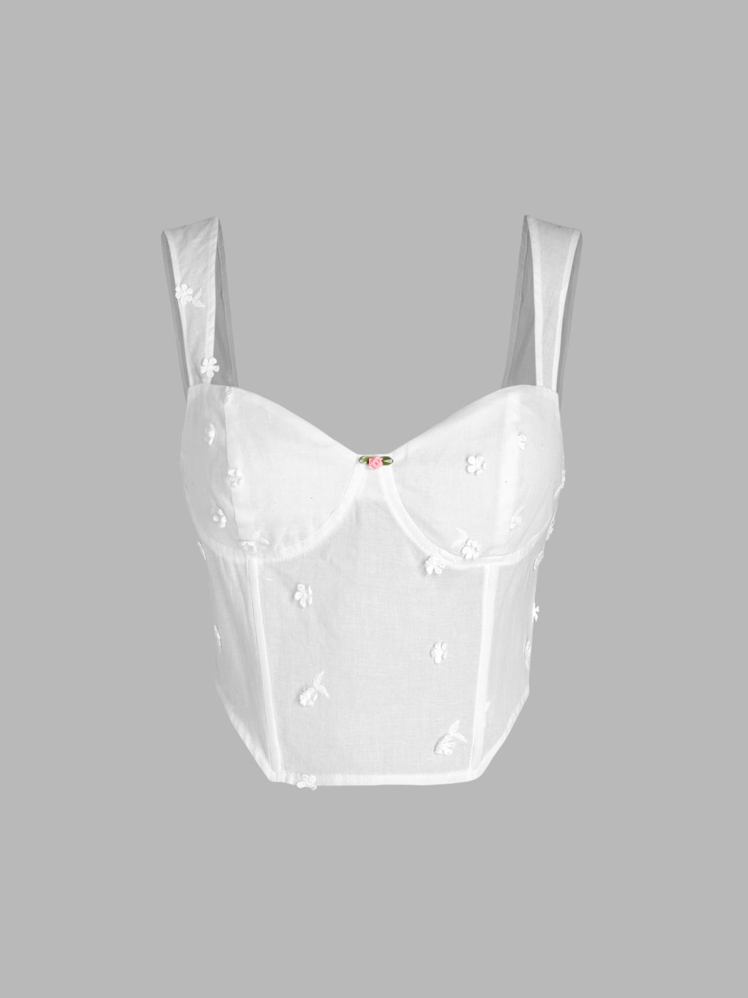 Crop Cami Top mit floralem Korsett und Reißverschluss