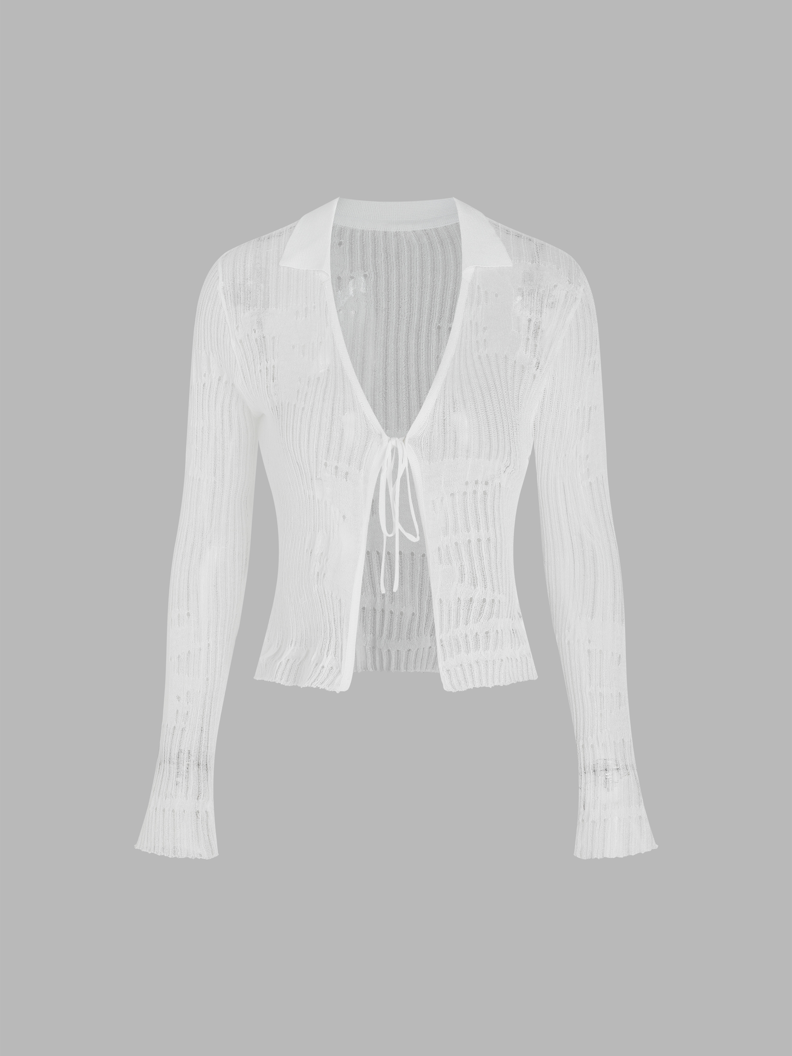 Knitted Hollow Out Cutout Blouse Vacation Casual Beach Approaching Blouse main image 0